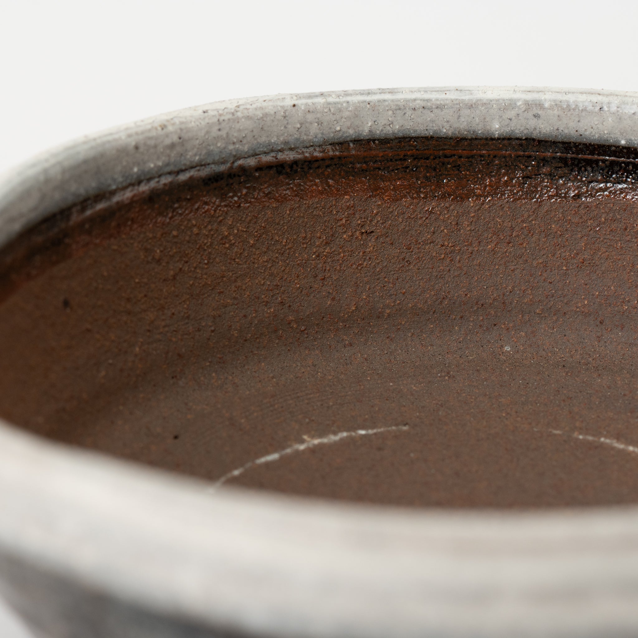 Naginowa Shigaraki Ware Thin Twisted White Glaze Japanese Bonsai Pot 8.3 in.