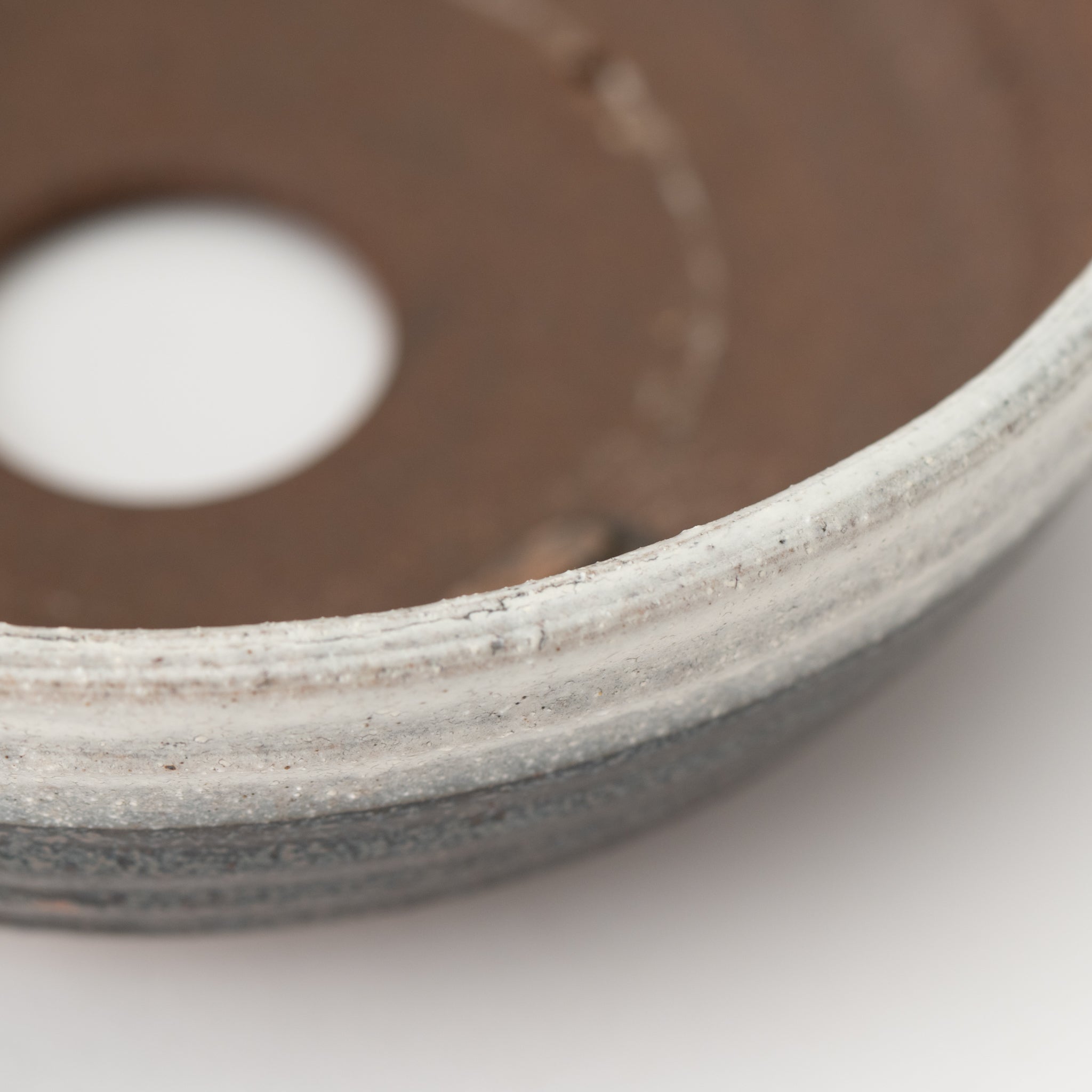 Naginowa Shigaraki Ware Thin Twisted White Glaze Japanese Bonsai Pot 8.3 in.