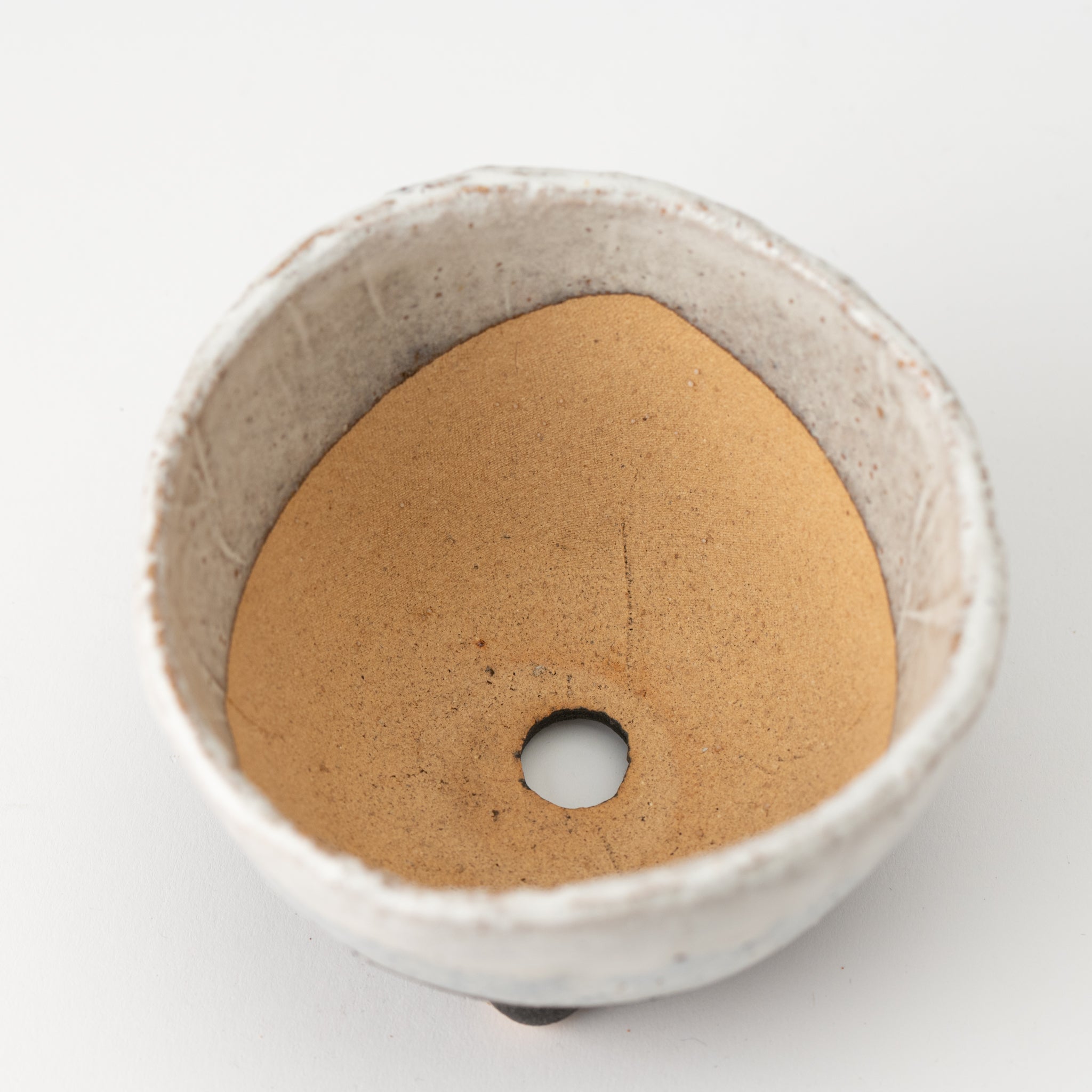 Naginowa Shigaraki Ware Black Wave Triple Legged Japanese Bonsai Pot 4.5 in.