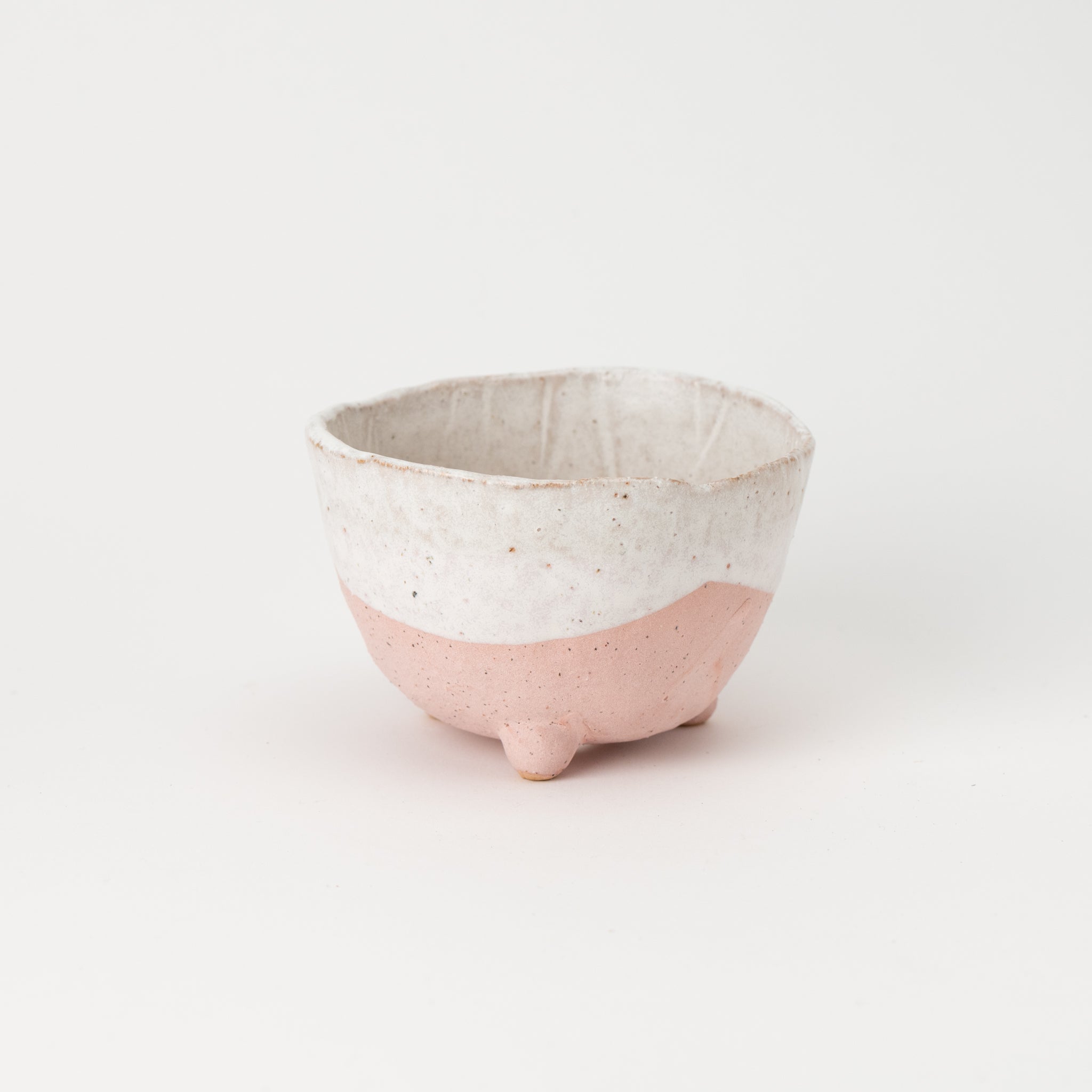 Naginowa Shigaraki Ware Pink Tripple Legged Japanese Bonsai Pot 4.5 in.