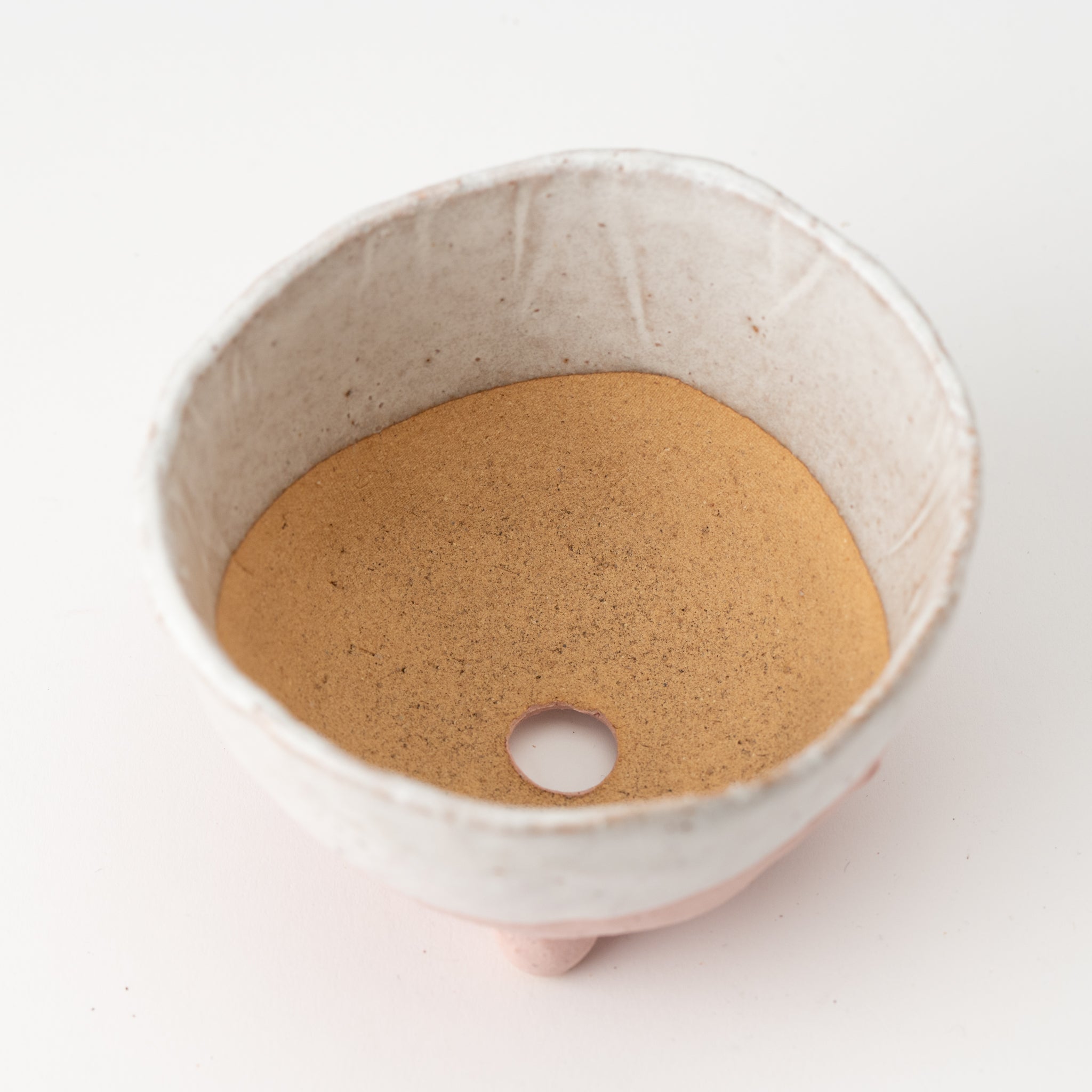 Naginowa Shigaraki Ware Pink Tripple Legged Japanese Bonsai Pot 4.5 in.