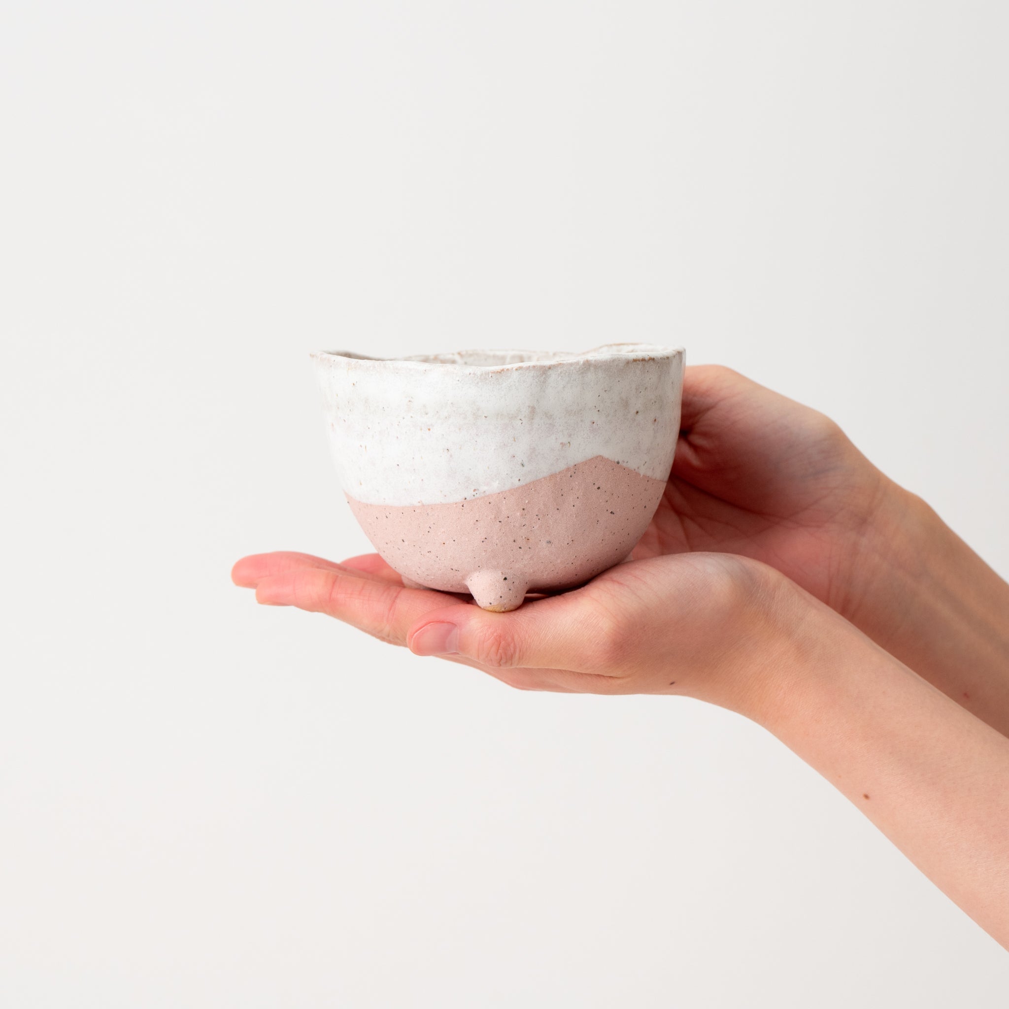 Naginowa Shigaraki Ware Pink Tripple Legged Japanese Bonsai Pot 4.5 in.