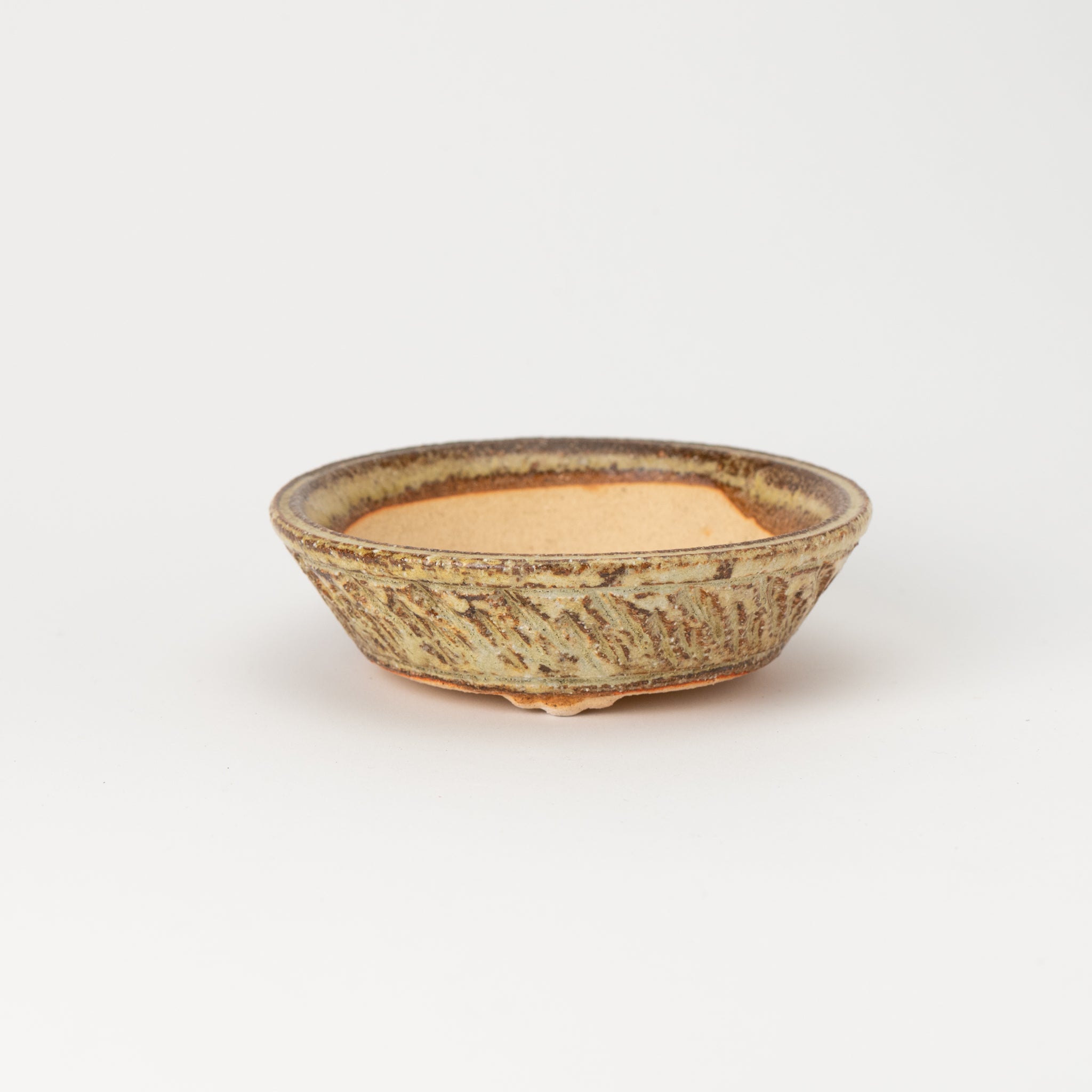 Naginowa Shigaraki Ware Curve Shaped Japanese Bonsai Pot Set of 3