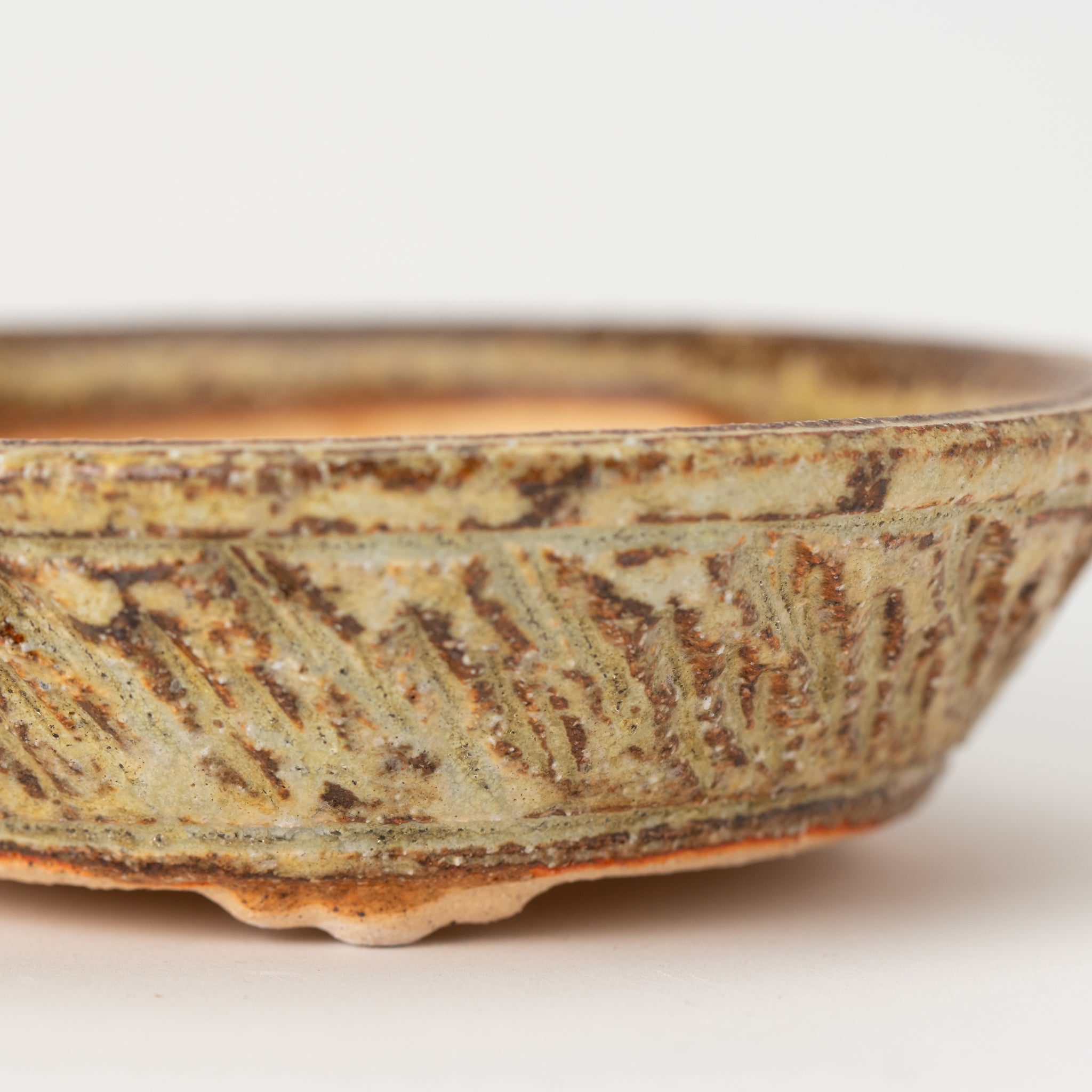 Naginowa Shigaraki Ware Curve Shaped Japanese Bonsai Pot Set of 3