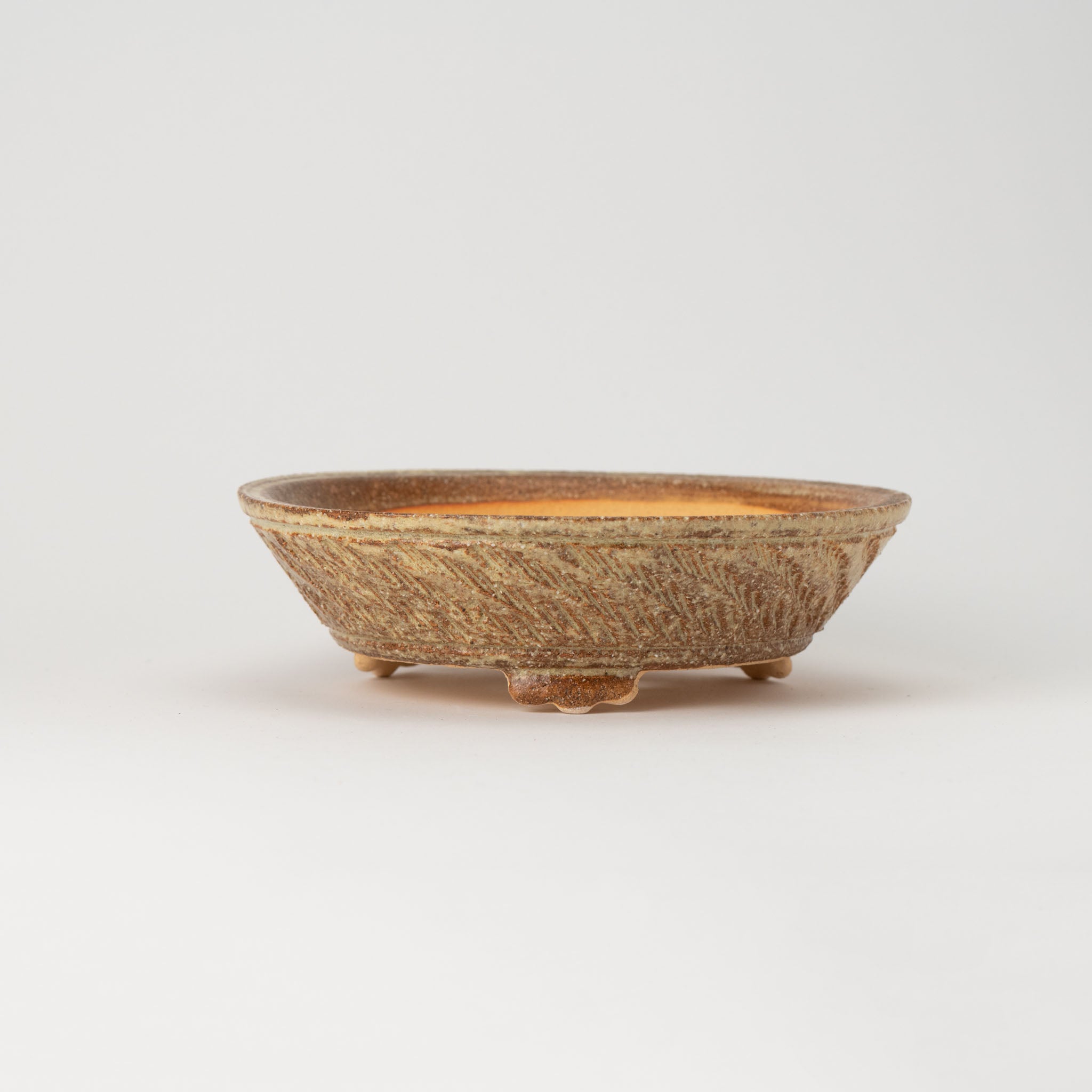 Naginowa Shigaraki Ware Curve Shaped Japanese Bonsai Pot Set of 3