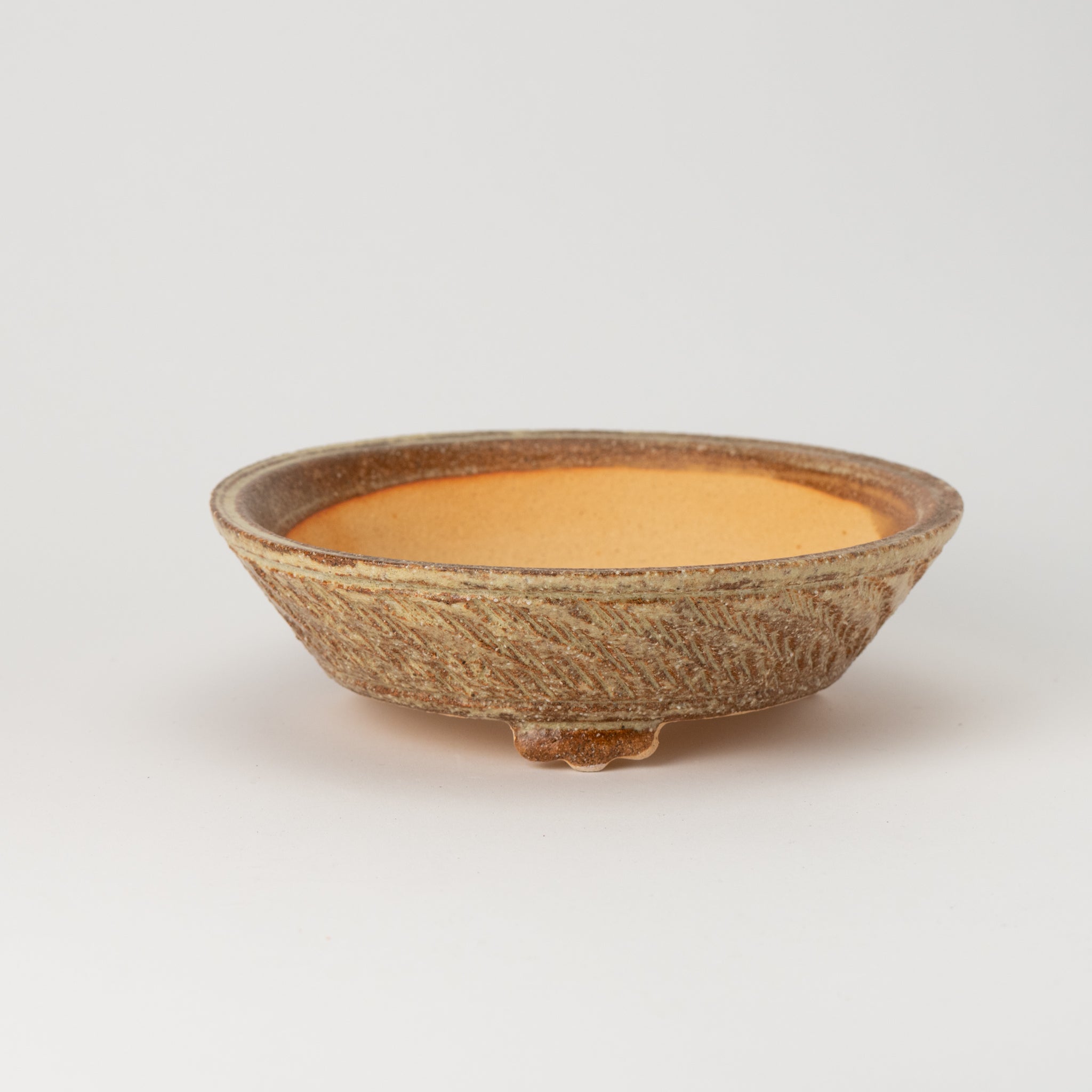 Naginowa Shigaraki Ware Curve Shaped Japanese Bonsai Pot Set of 3