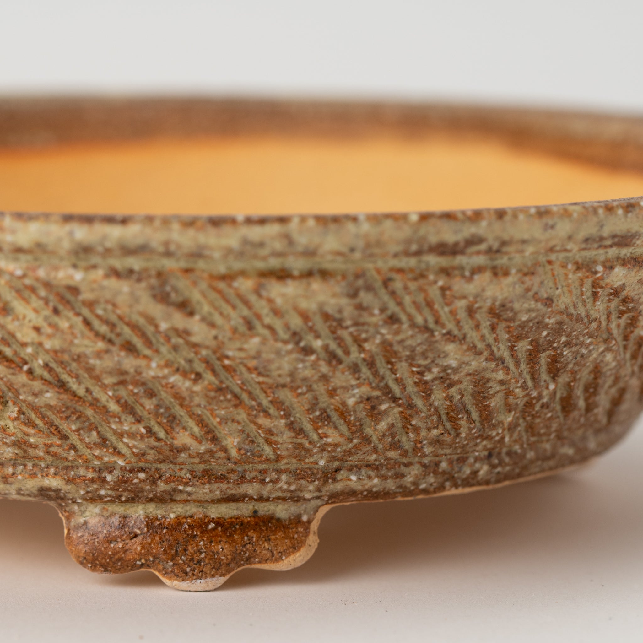 Naginowa Shigaraki Ware Curve Shaped Japanese Bonsai Pot Set of 3