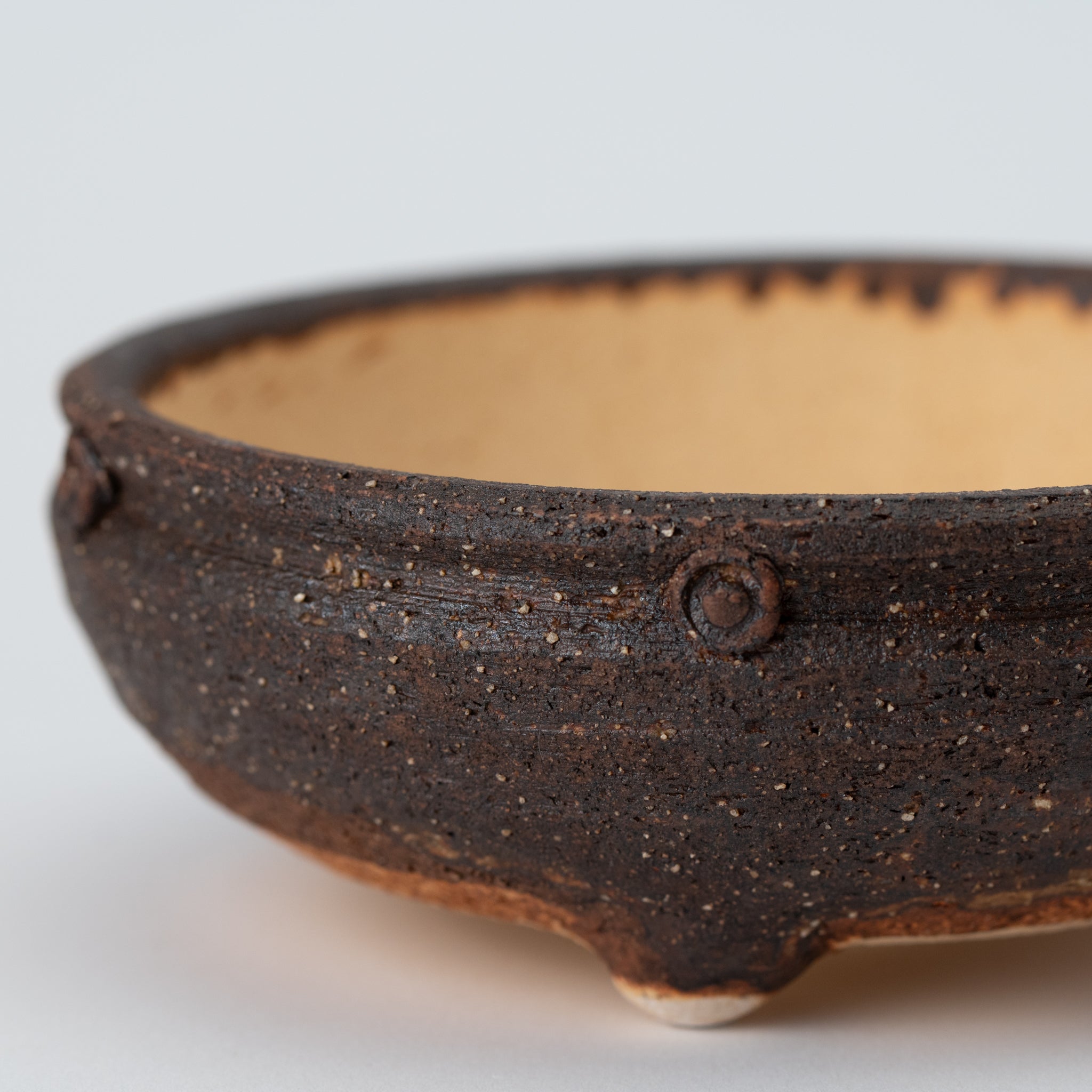 Naginowa Shigaraki Ware Komon Japanese Bonsai Pot Set of 3