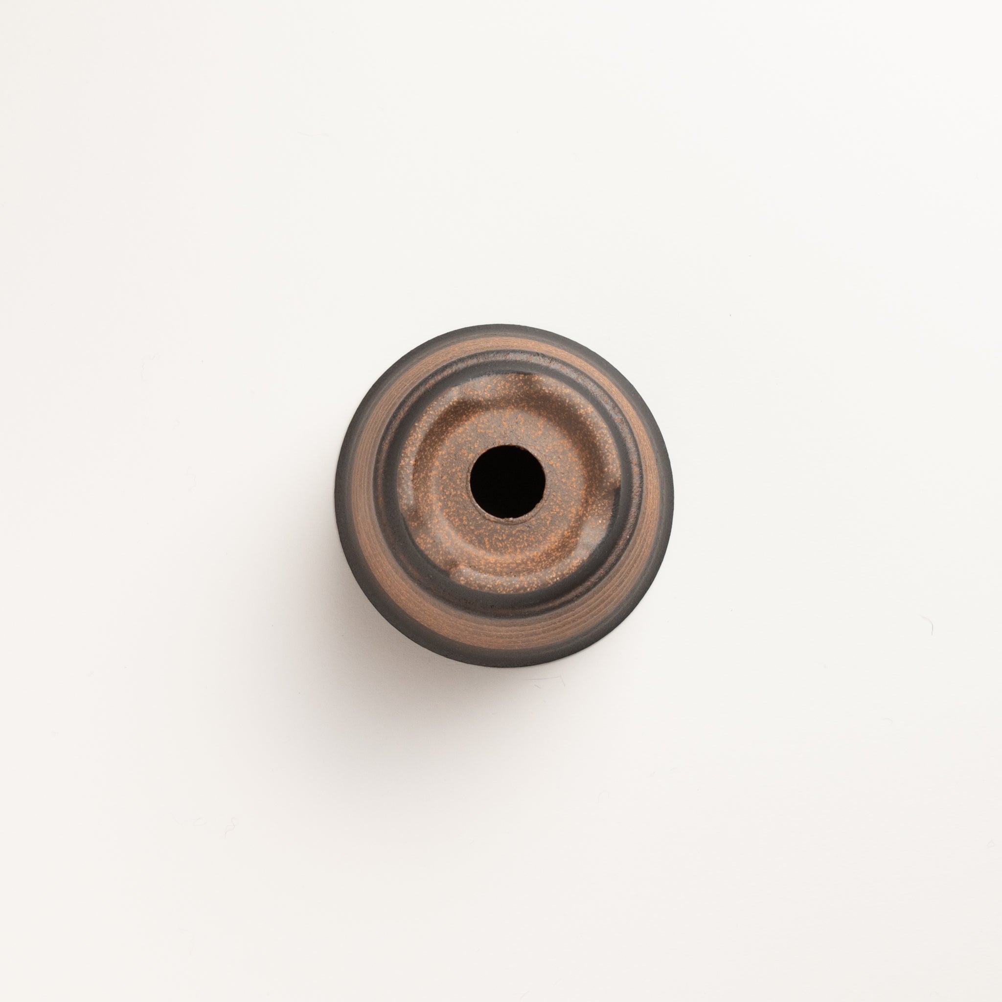 Naginowa Kurofuki Corrugated BANKO Ware Japanese Bonsai Pot 3.6in.