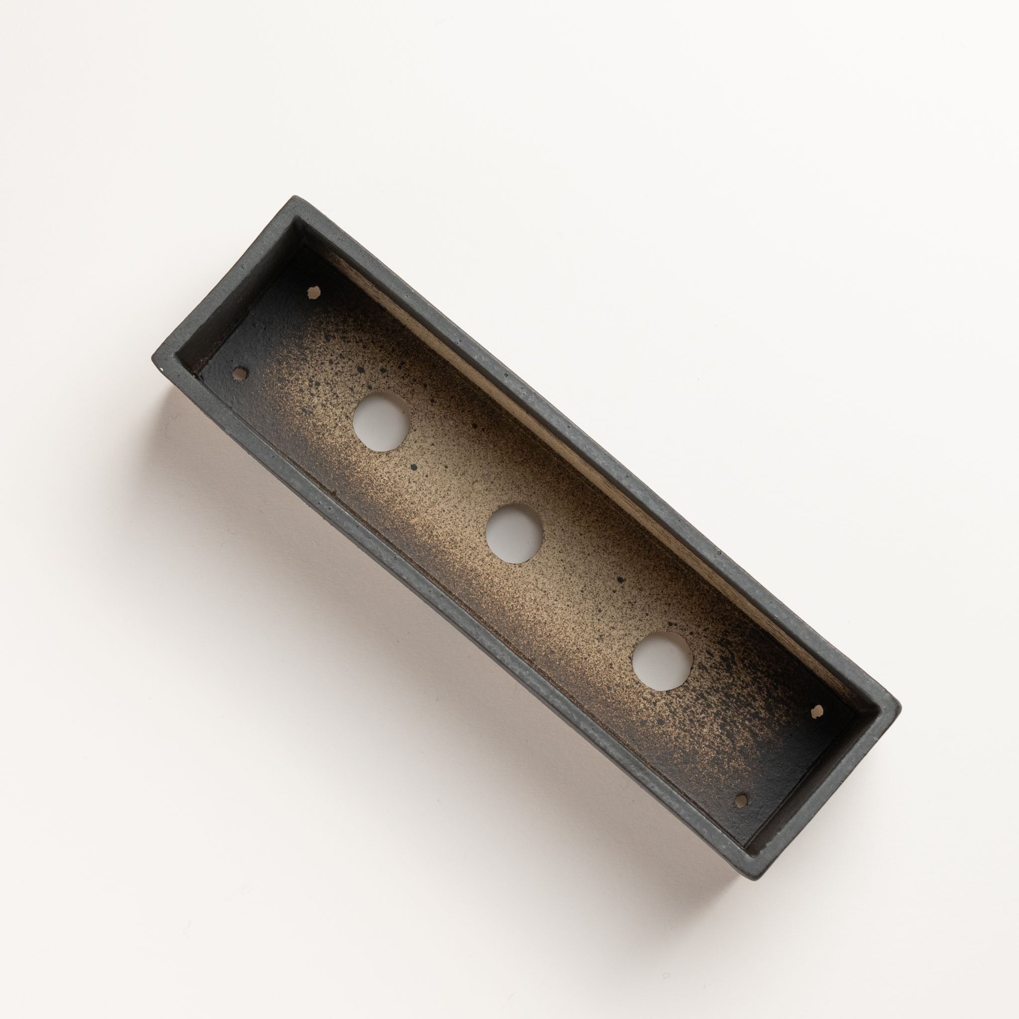 Naginowa Black right angle BANKO Ware Japanese Bonsai Pot 9.1in.