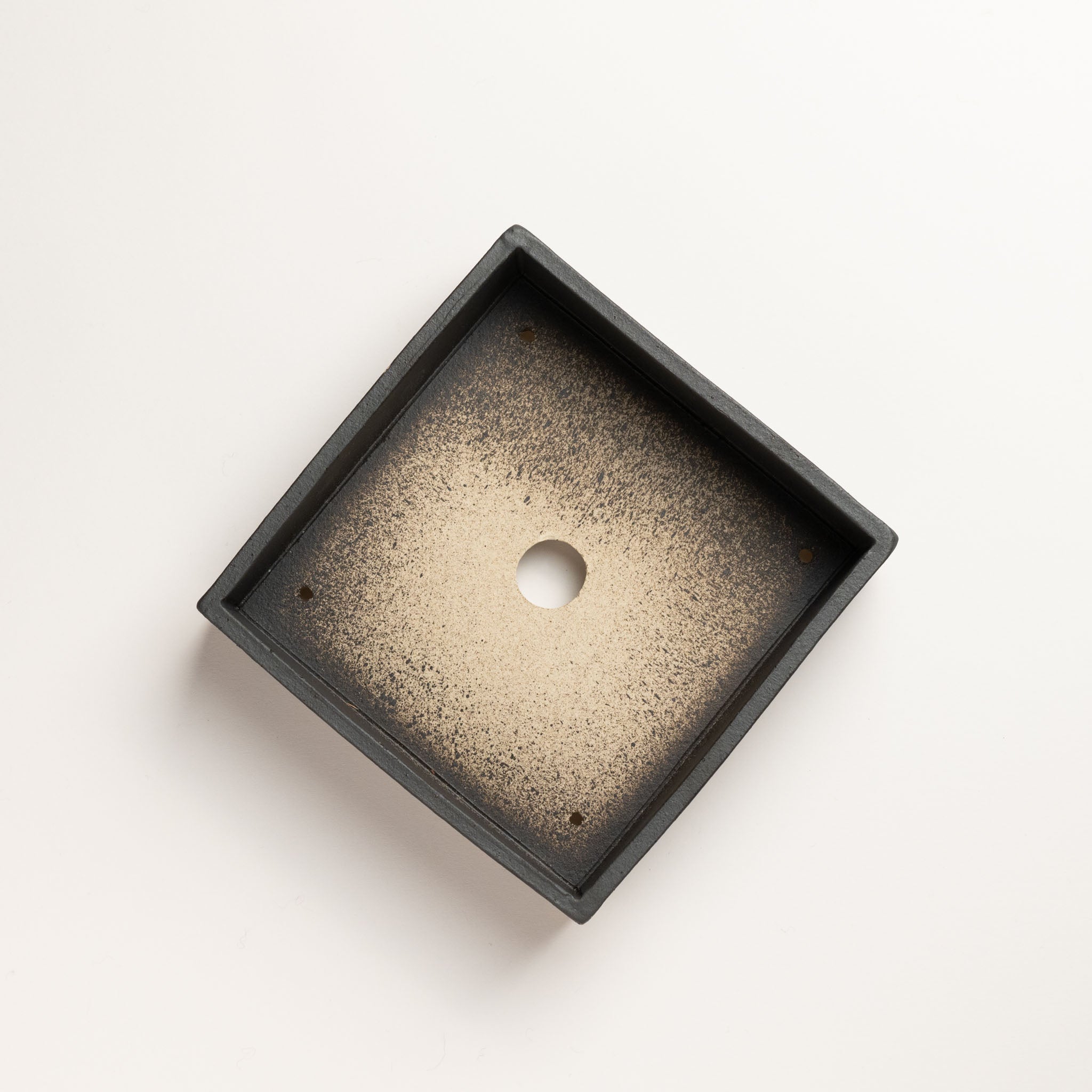 Naginowa Black square BANKO Ware Japanese Bonsai Pot 5.9in.