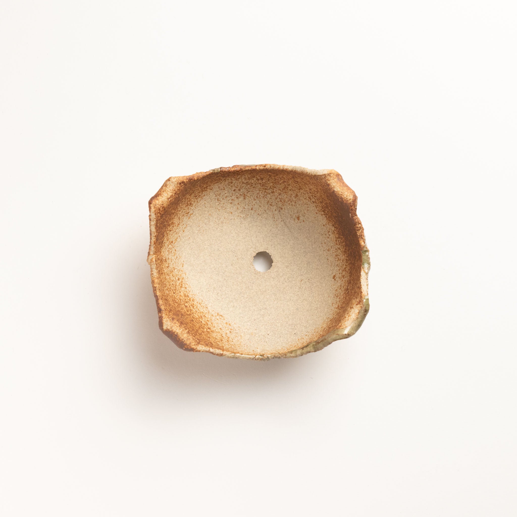 Naginowa Brown Oribe Beader BANKO Ware Japanese Bonsai Pot 4.7 in.