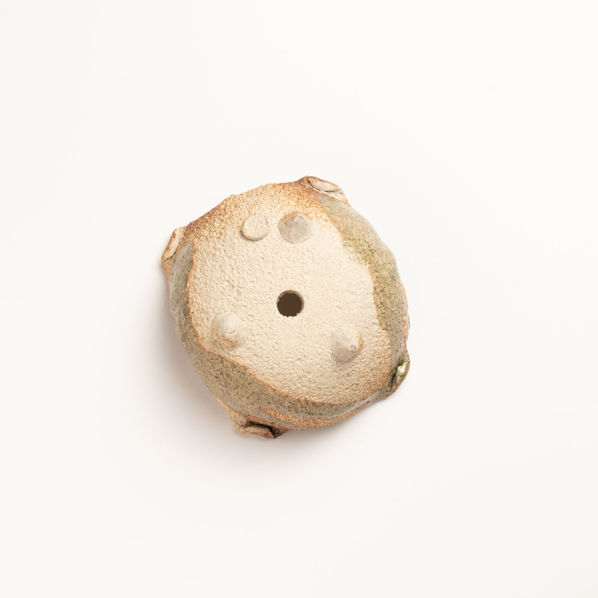 Naginowa Brown Oribe Beader BANKO Ware Japanese Bonsai Pot 4.7 in.