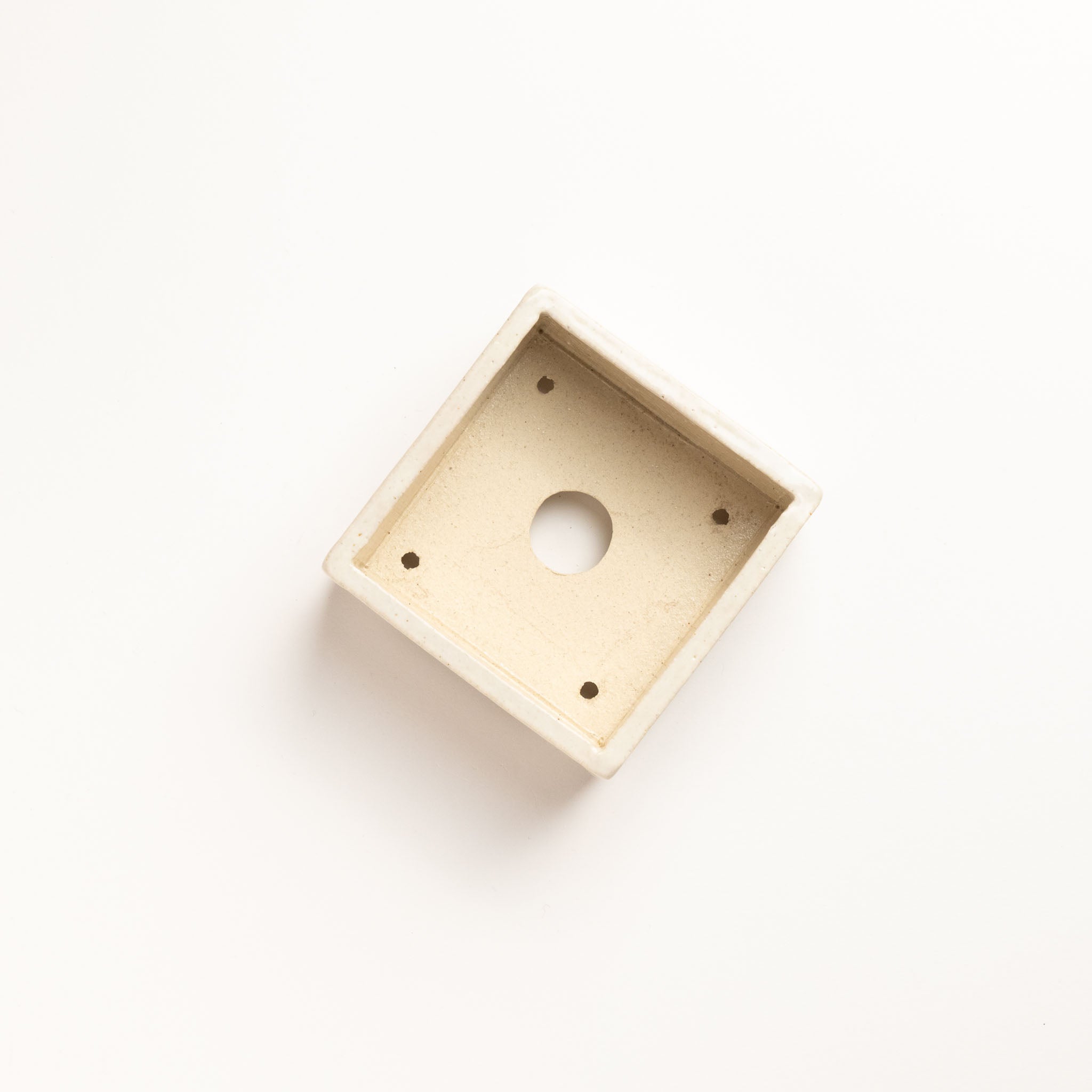 Naginowa White Square BANKO Ware Japanese Bonsai Pot 3.5in.