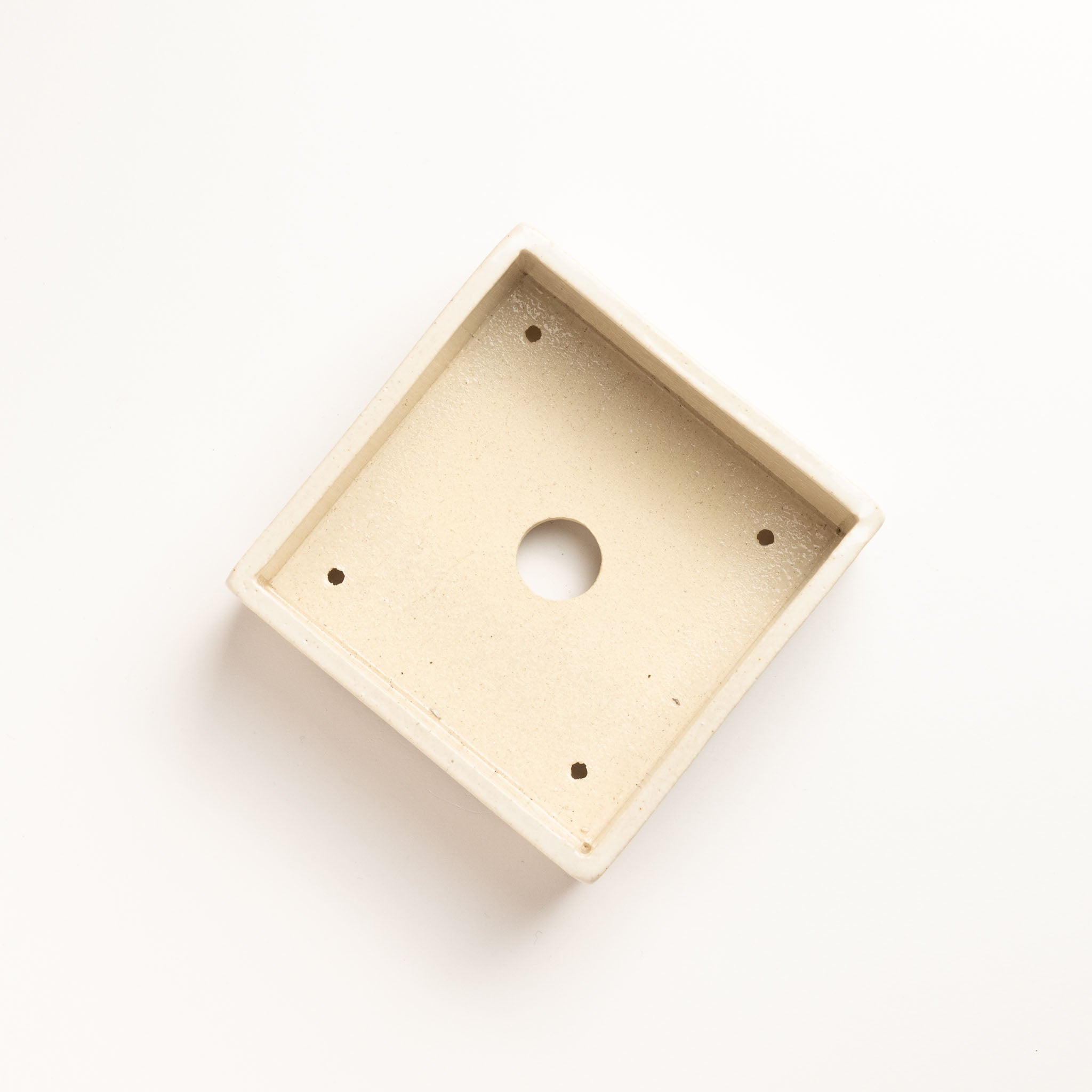 Naginowa White Square BANKO Ware Japanese Bonsai Pot 4.7 in.