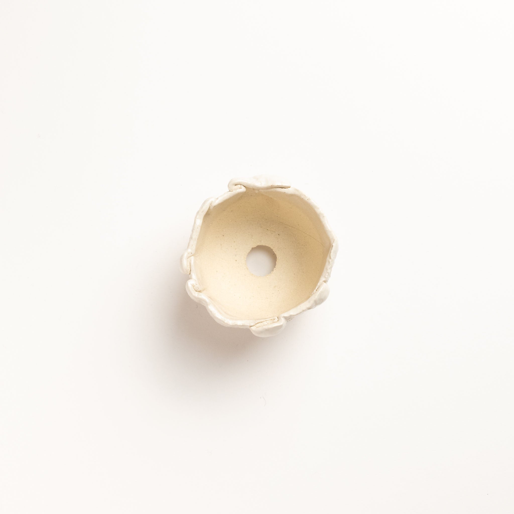 Naginowa White Rounded BANKO Ware Japanese Bonsai Pot 3.3 in.