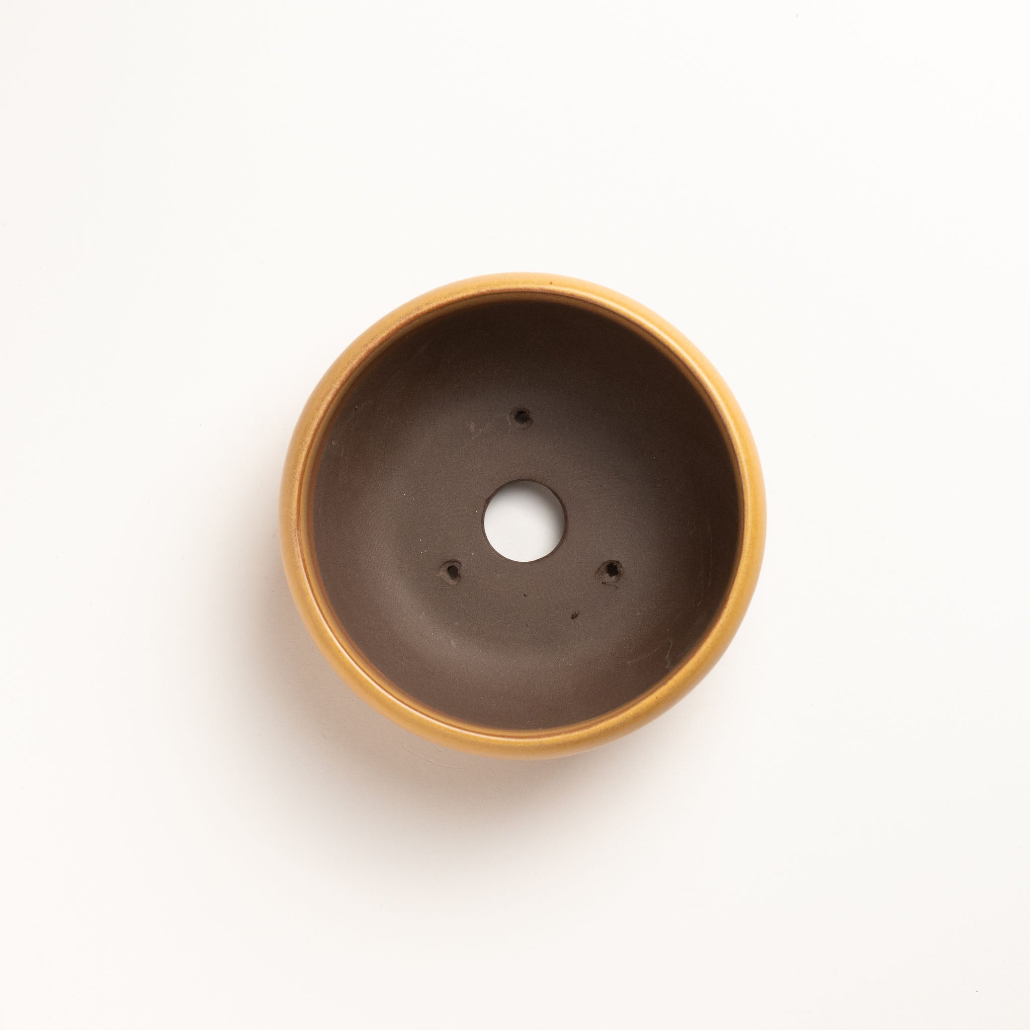 Naginowa Yellow Round Shape BANKO Ware Japanese Bonsai Pot 5.2 in.