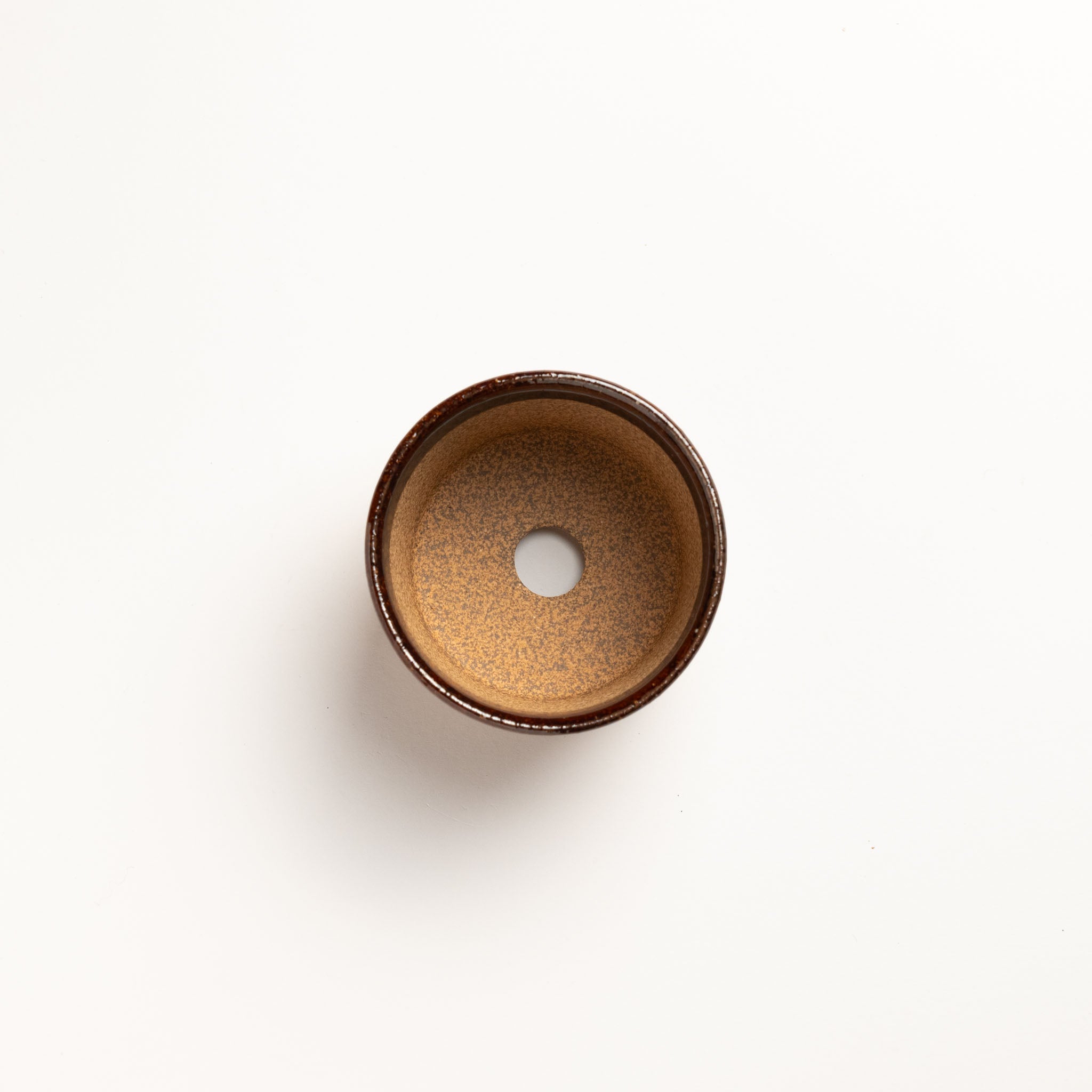 Naginowa Kutani Ware Brown Japanese Bonsai Pot 3.5 in.