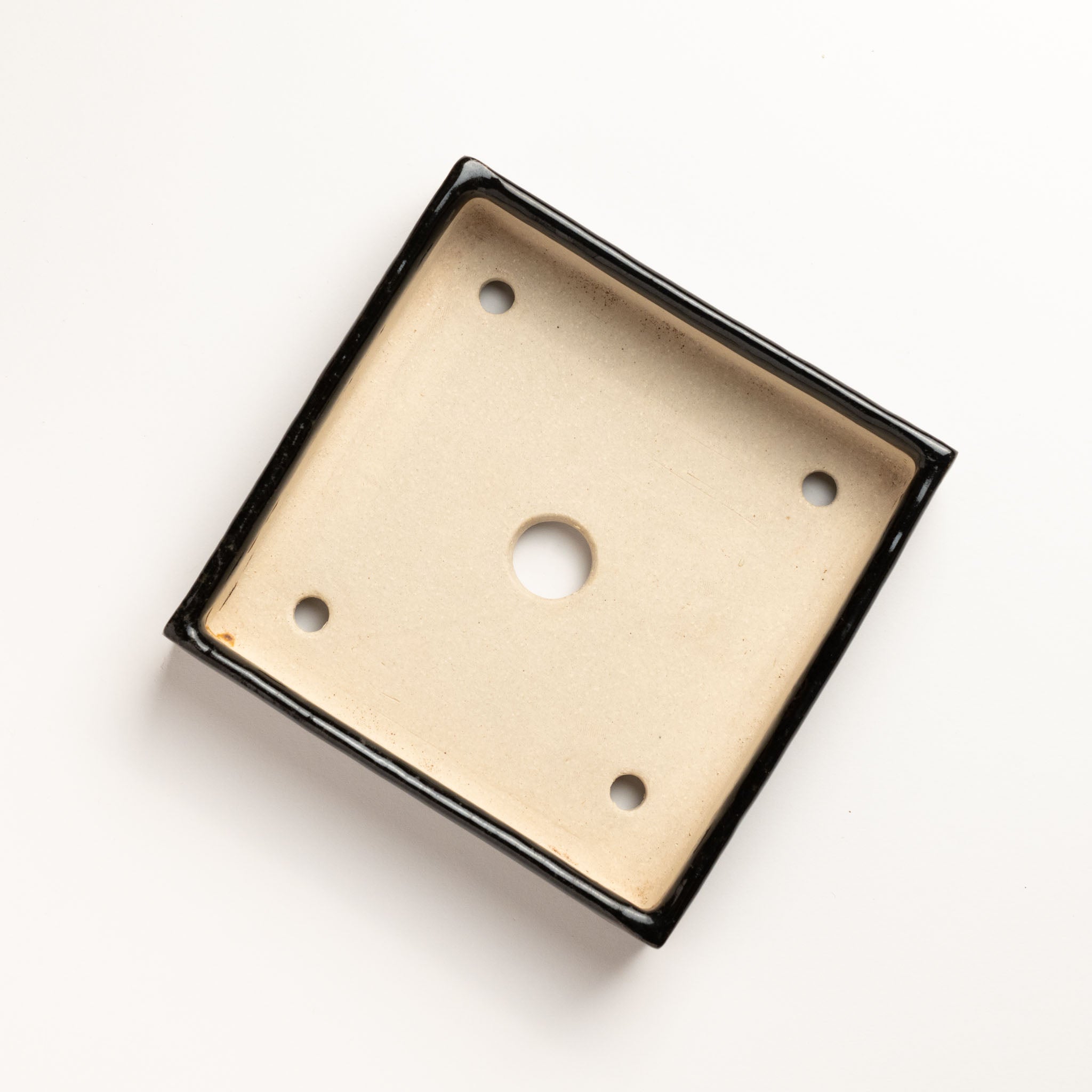 Juko Tokoname Ware Square Blackening Japanese Bonsai Pot 6.3 in.