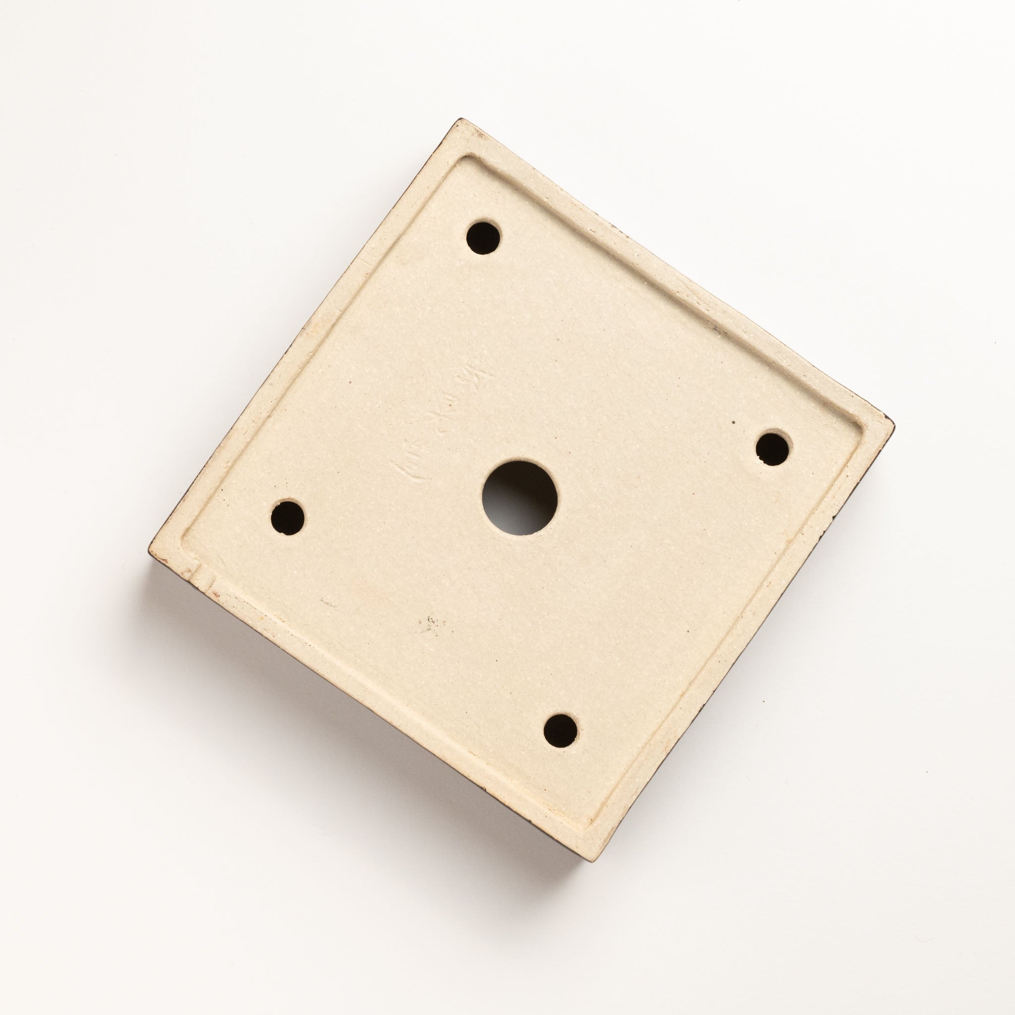 Juko Tokoname Ware Square Blackening Japanese Bonsai Pot 6.3 in.