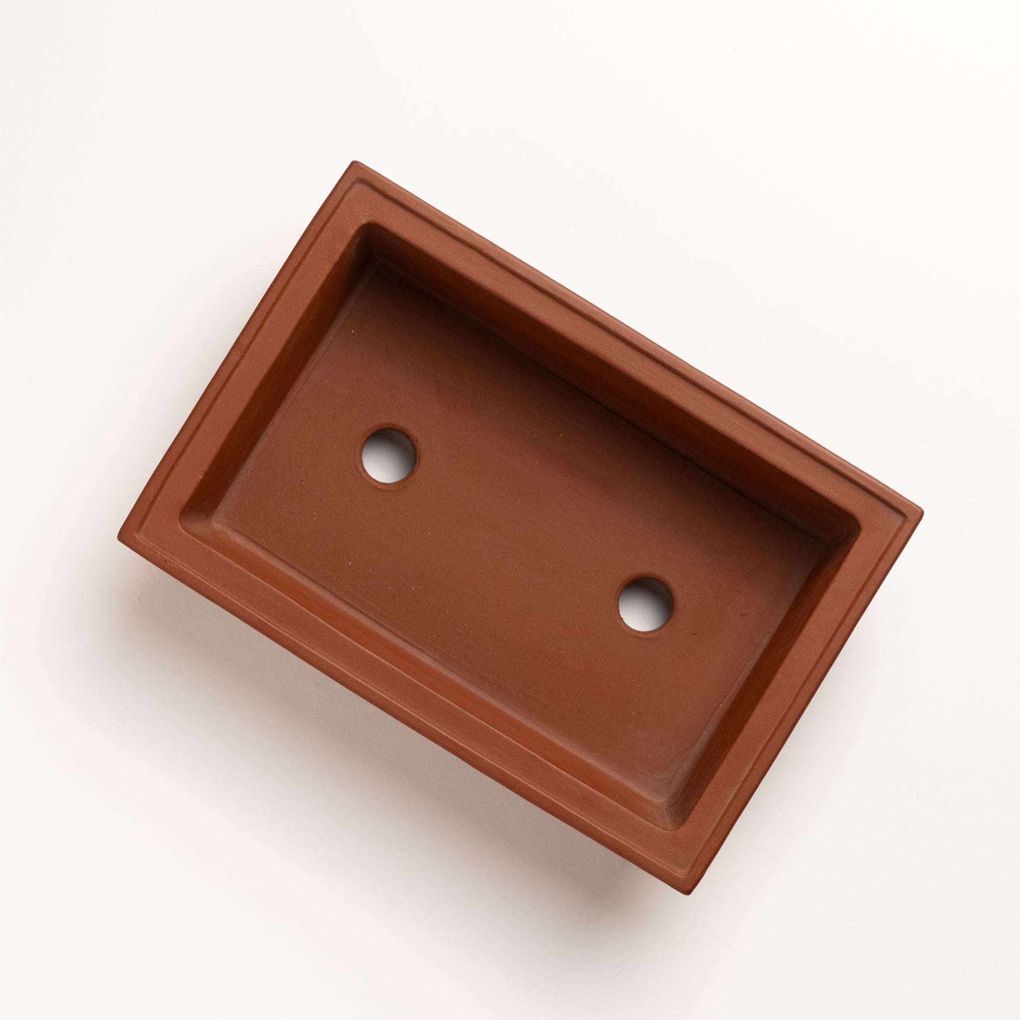 Tousen Tokoname Ware Rectangle Vermilion Japanese Bonsai Pot No.6.5