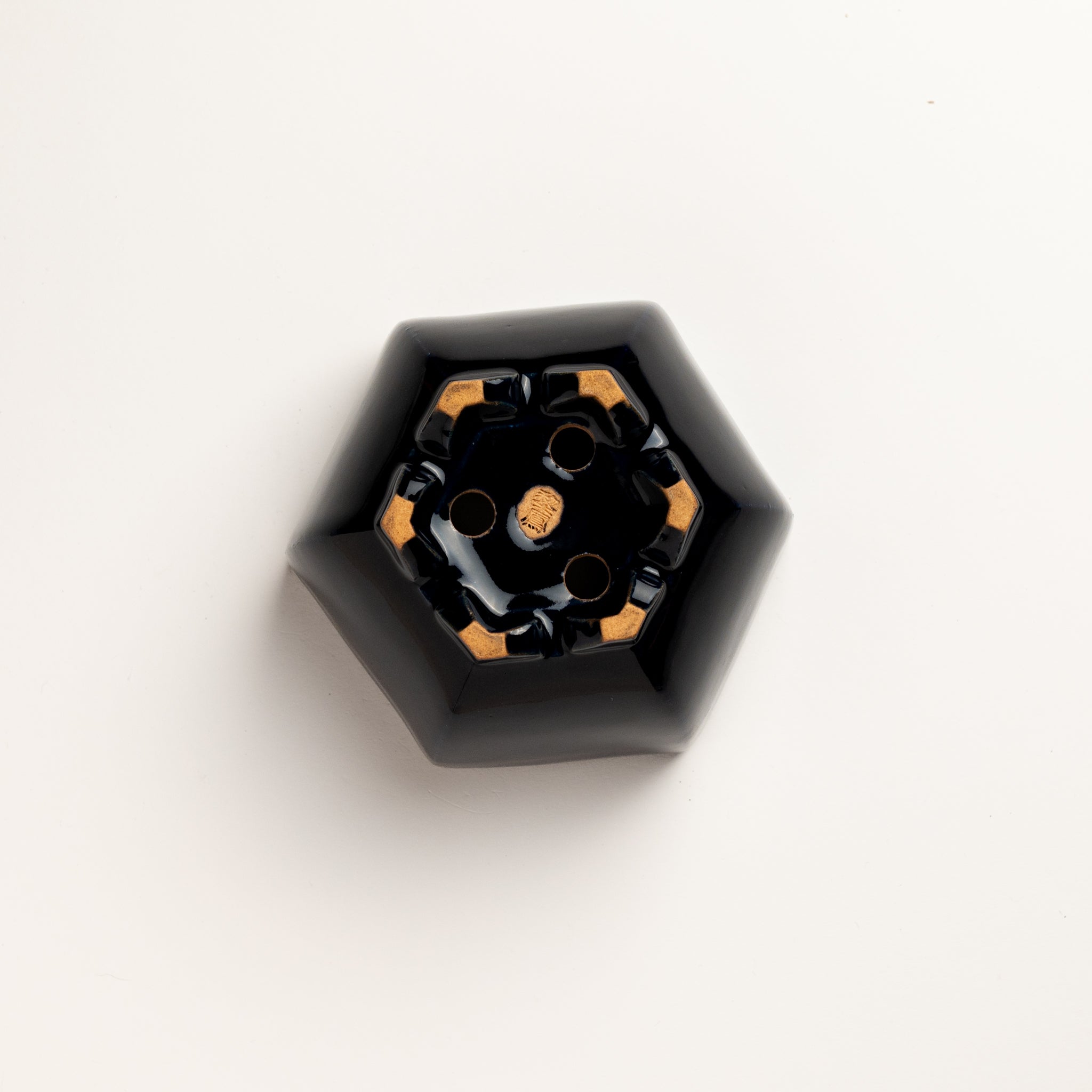 Reihou Tokoname Ware Hexagon Black Japanese Bonsai Pot 5.2 in.