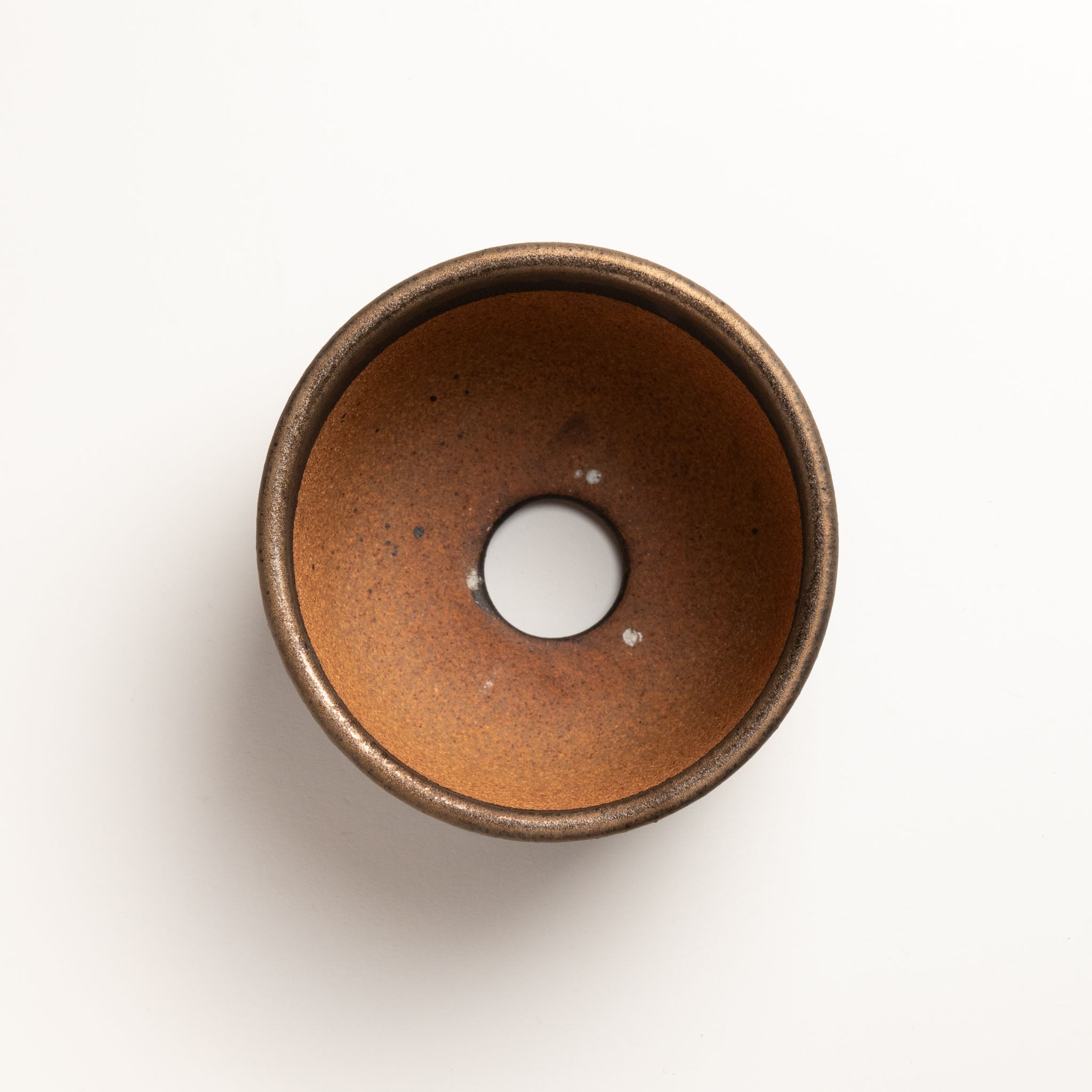 Naginowa Shigaraki Ware Gold Rust Round Japanese Bonsai Pot