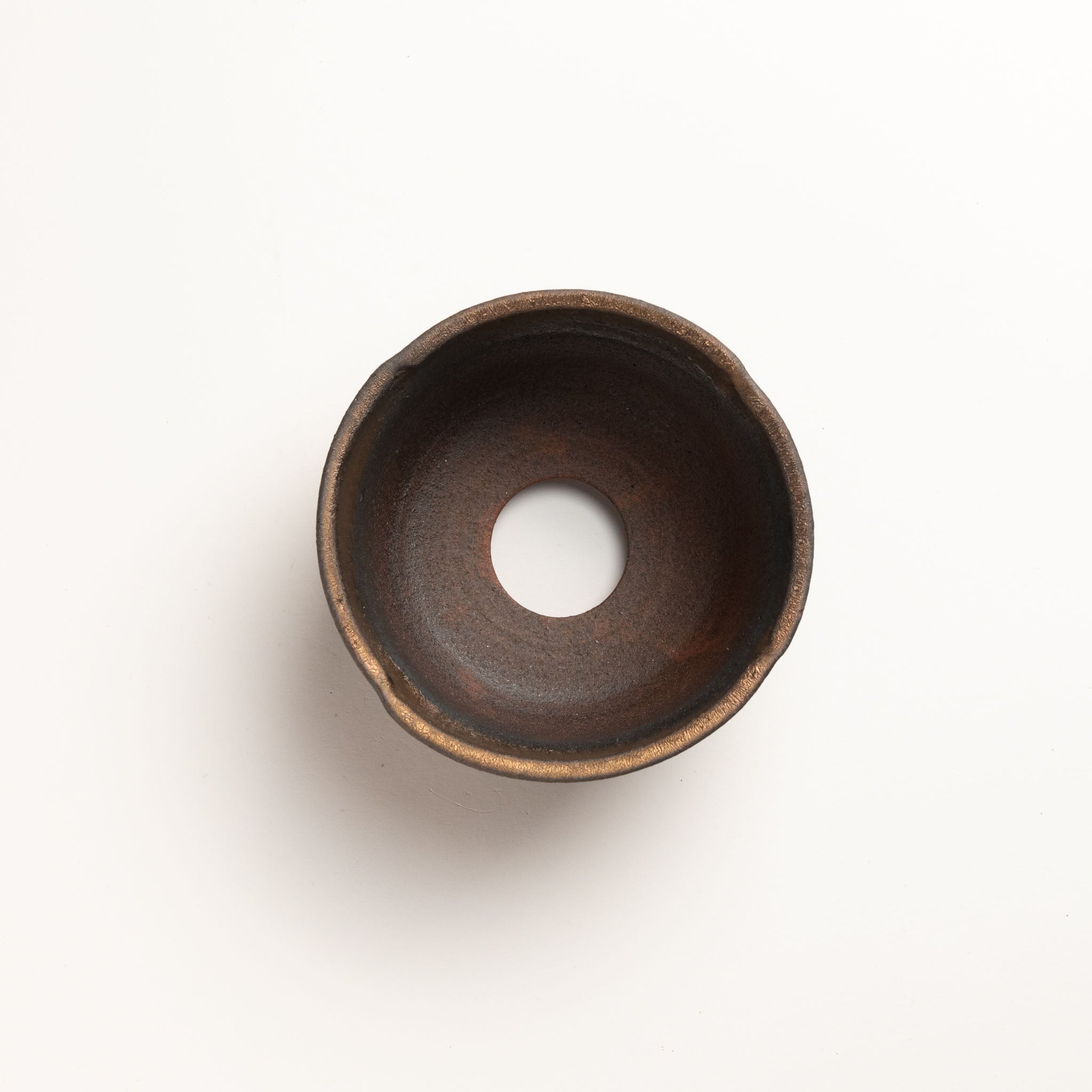 Naginowa Shigaraki Ware Gold Rust Shallow Japanese Bonsai Pot 4.9 in.