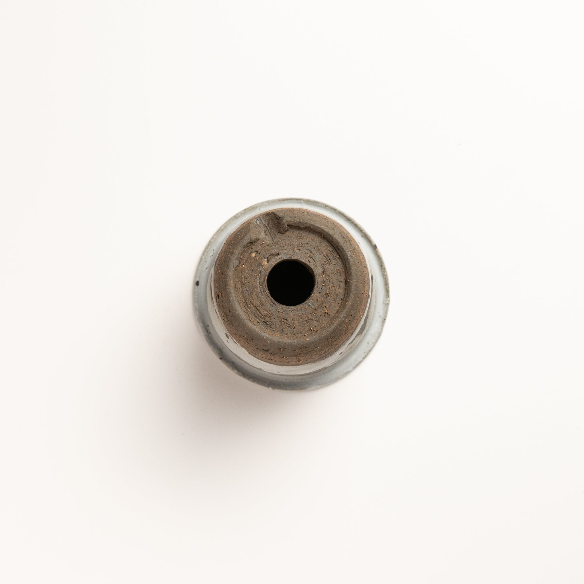 Naginowa Shigaraki Ware White Rust Deep Circle 1 Japanese Bonsai Pot 4.9 in.