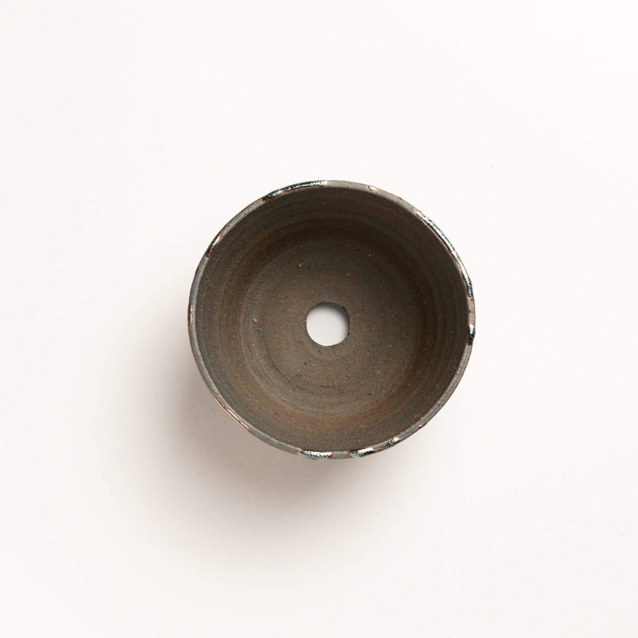 Naginowa Shigaraki Ware Iron Glaze Shallow Japanese Bonsai Pot 3.1 in.