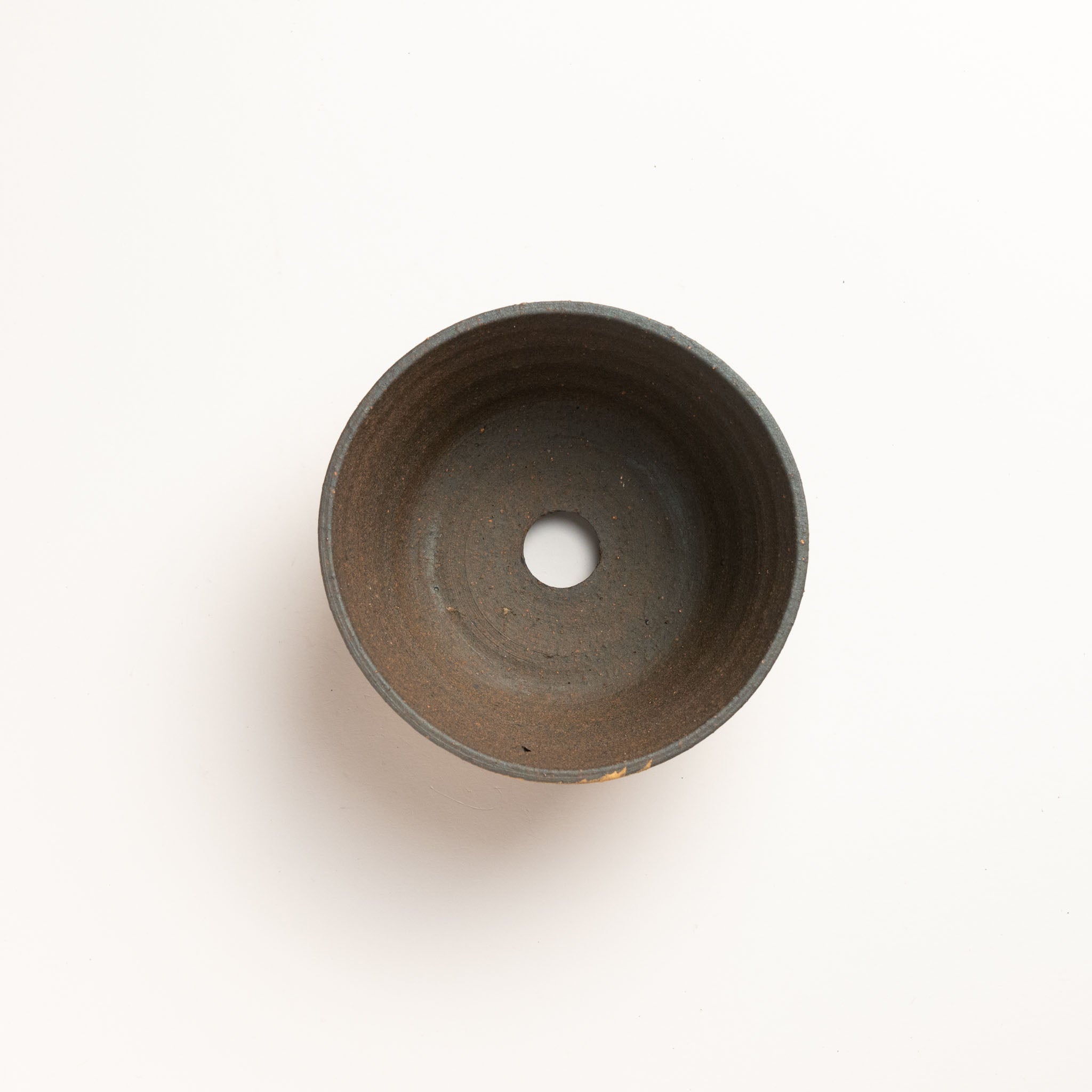 Naginowa Shigaraki Ware Brush Marks Shallow Curve Japanese Bonsai Pot 3.1 in.