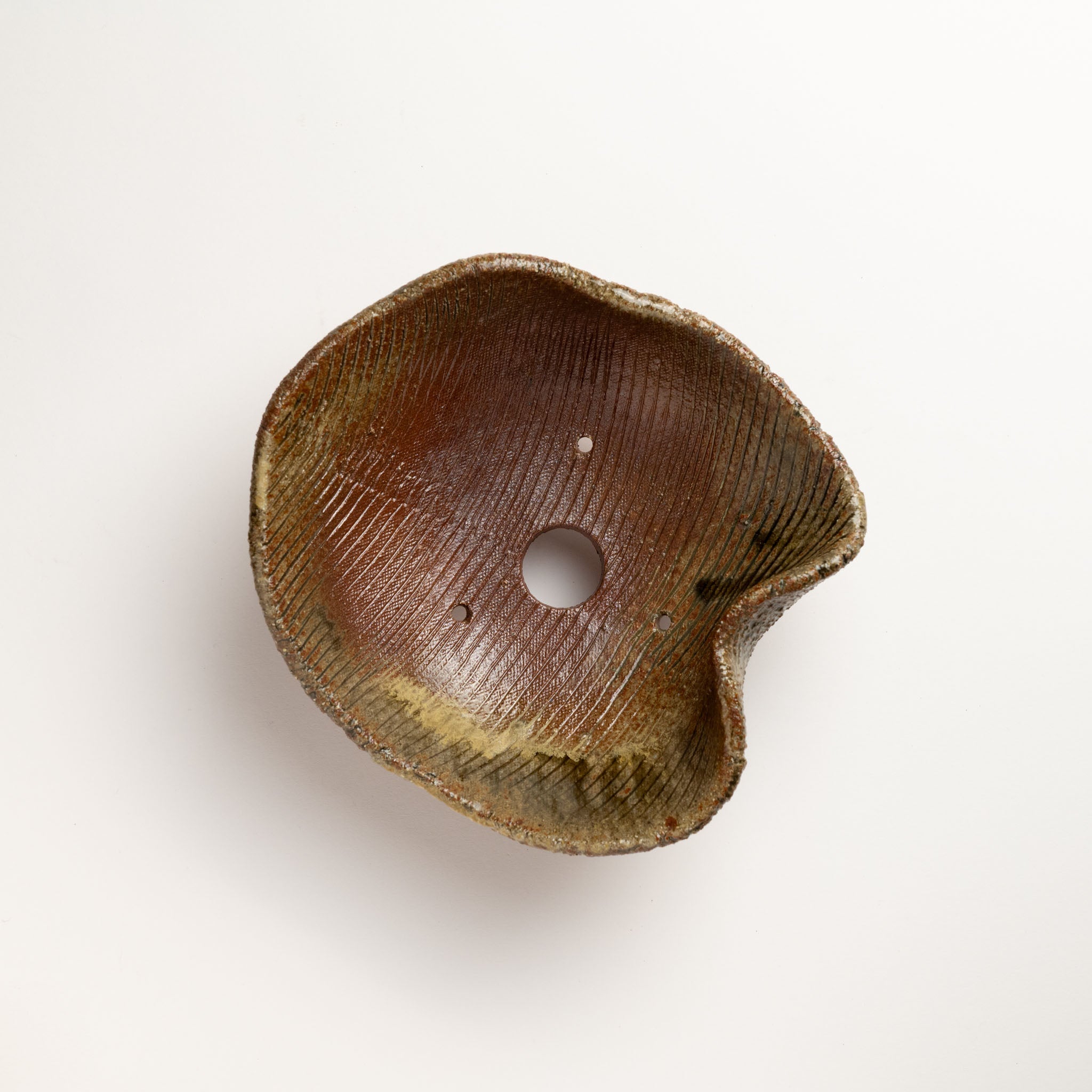 Naginowa Shigaraki Ware Flat 3 Irabo Glaze Japanese Bonsai Pot 7.3 in.