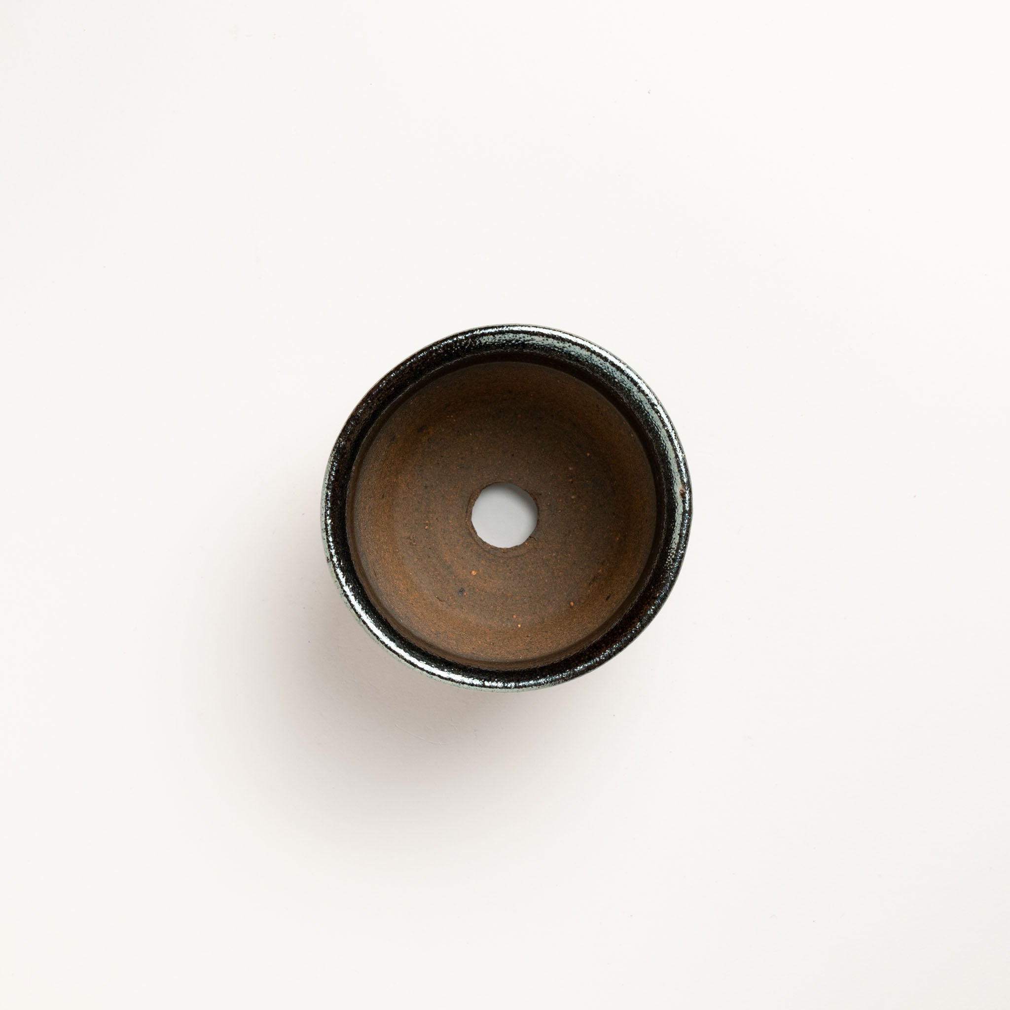 Naginowa Shigaraki Ware Iron Glaze Double Layered Shallow Japanese Bonsai Pot 4.1 in.