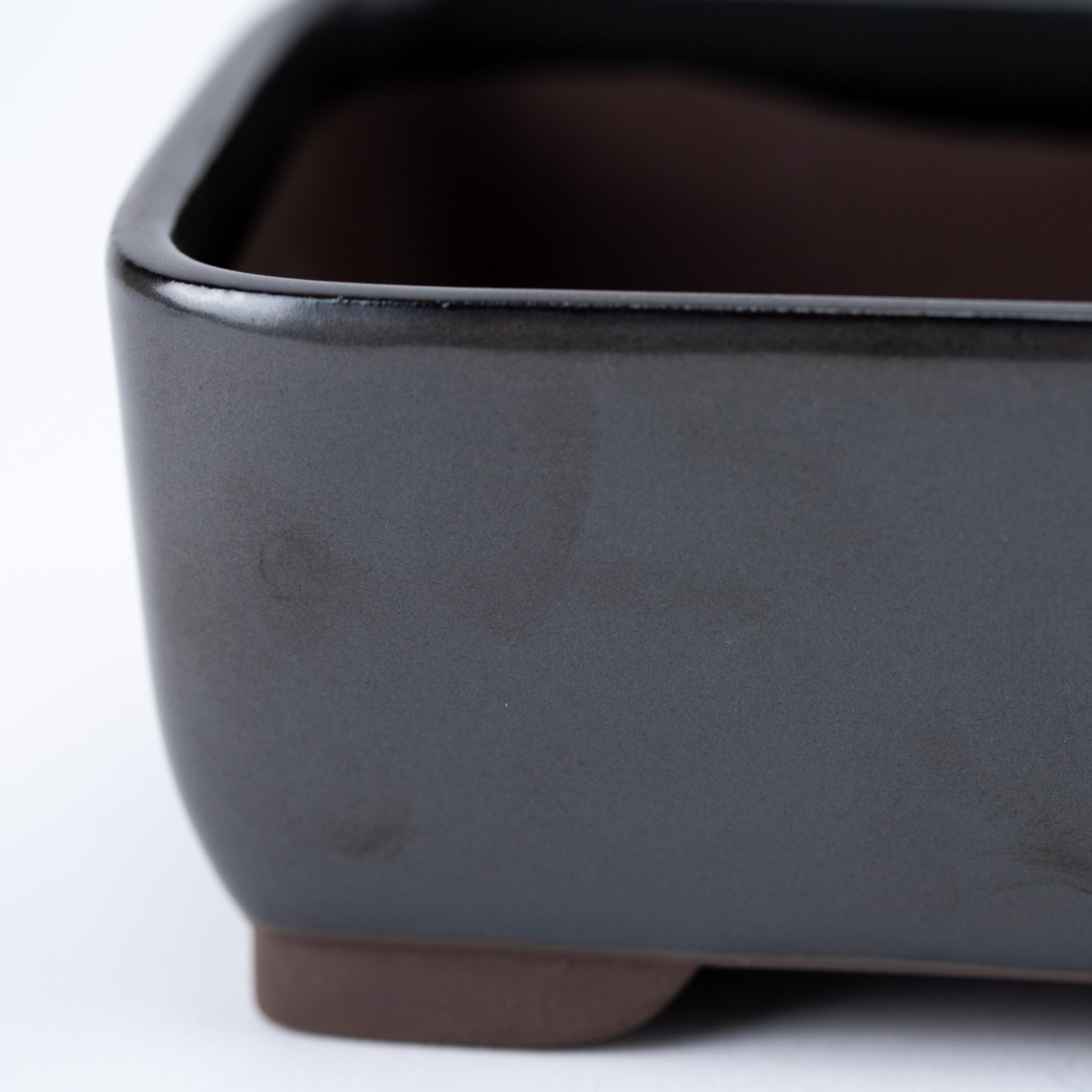Naginowa Black Matte Nadir BANKO Ware Japanese Bonsai Pot 5.4 in.