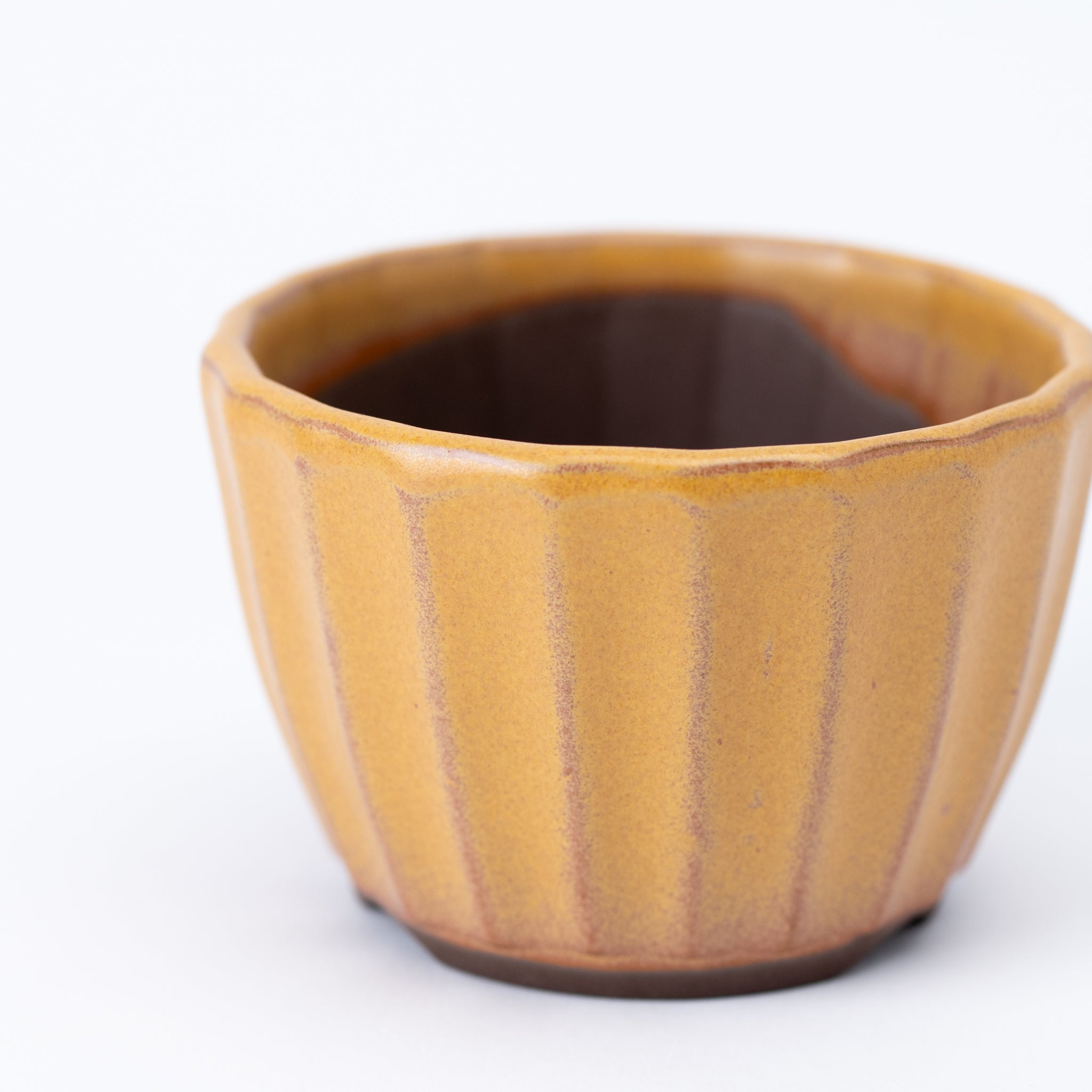Naginowa Yellow Flower BANKO Ware Japanese Bonsai Pot 3.9 in.