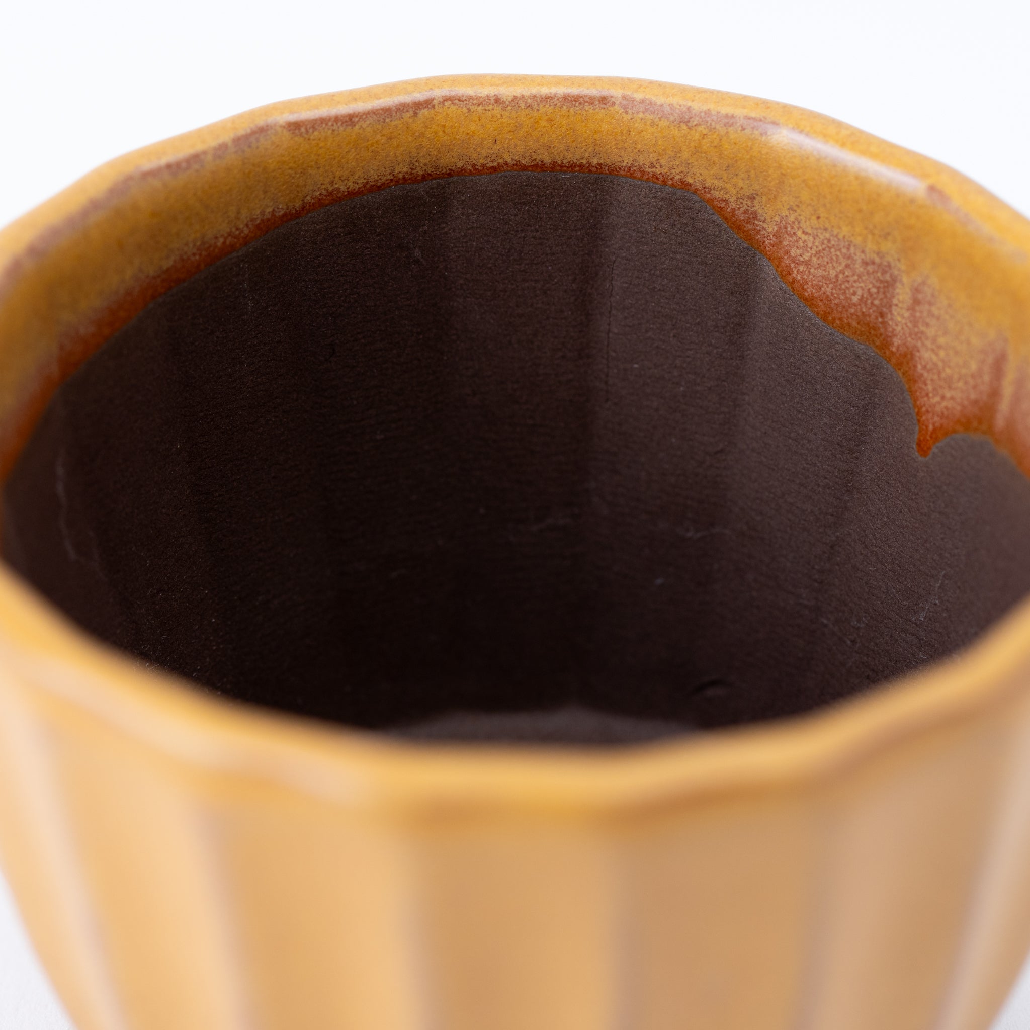 Naginowa Yellow Flower BANKO Ware Japanese Bonsai Pot 3.9 in.