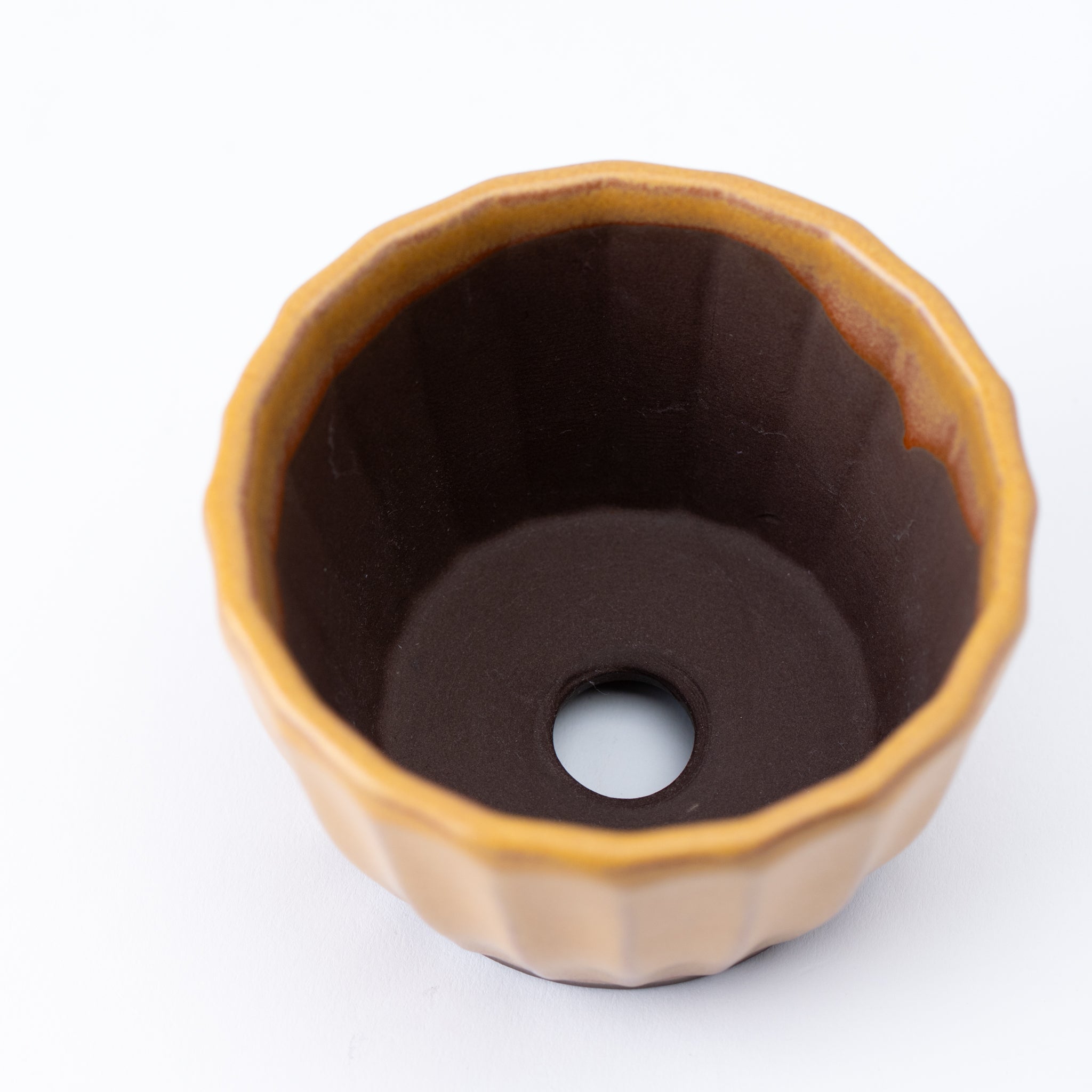 Naginowa Yellow Flower BANKO Ware Japanese Bonsai Pot 3.9 in.