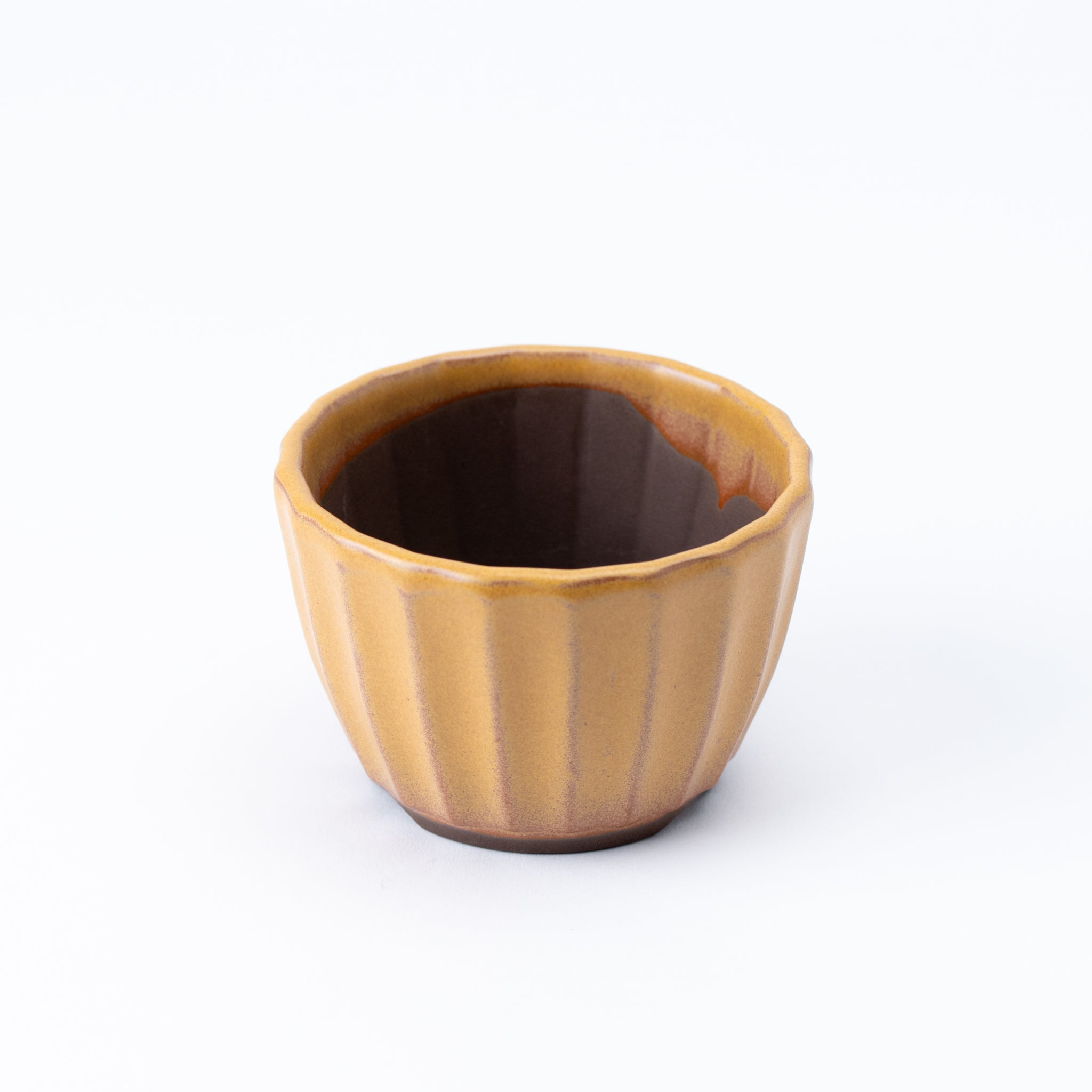 Naginowa Yellow Flower BANKO Ware Japanese Bonsai Pot 3.9 in.