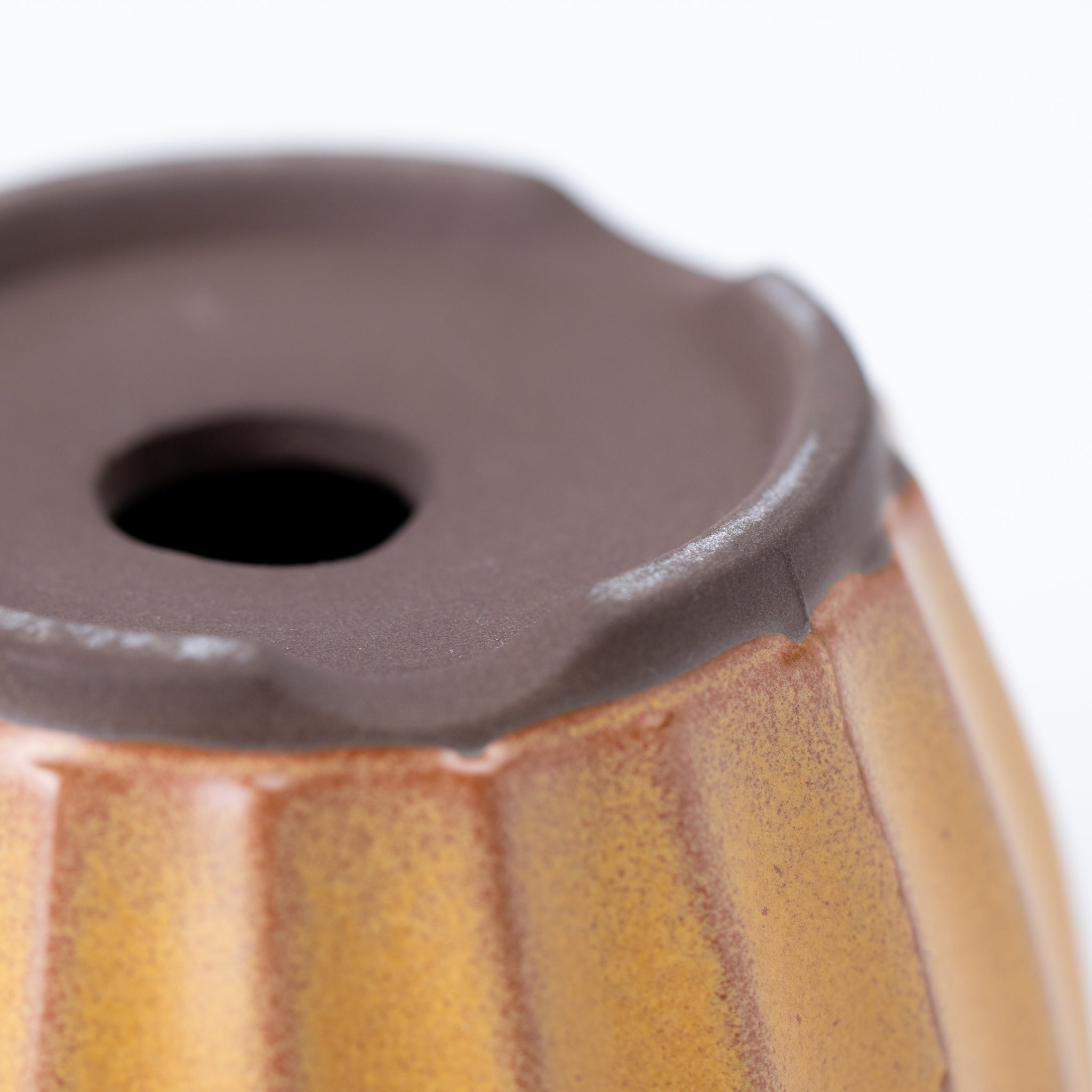 Naginowa Yellow Flower BANKO Ware Japanese Bonsai Pot 3.9 in.