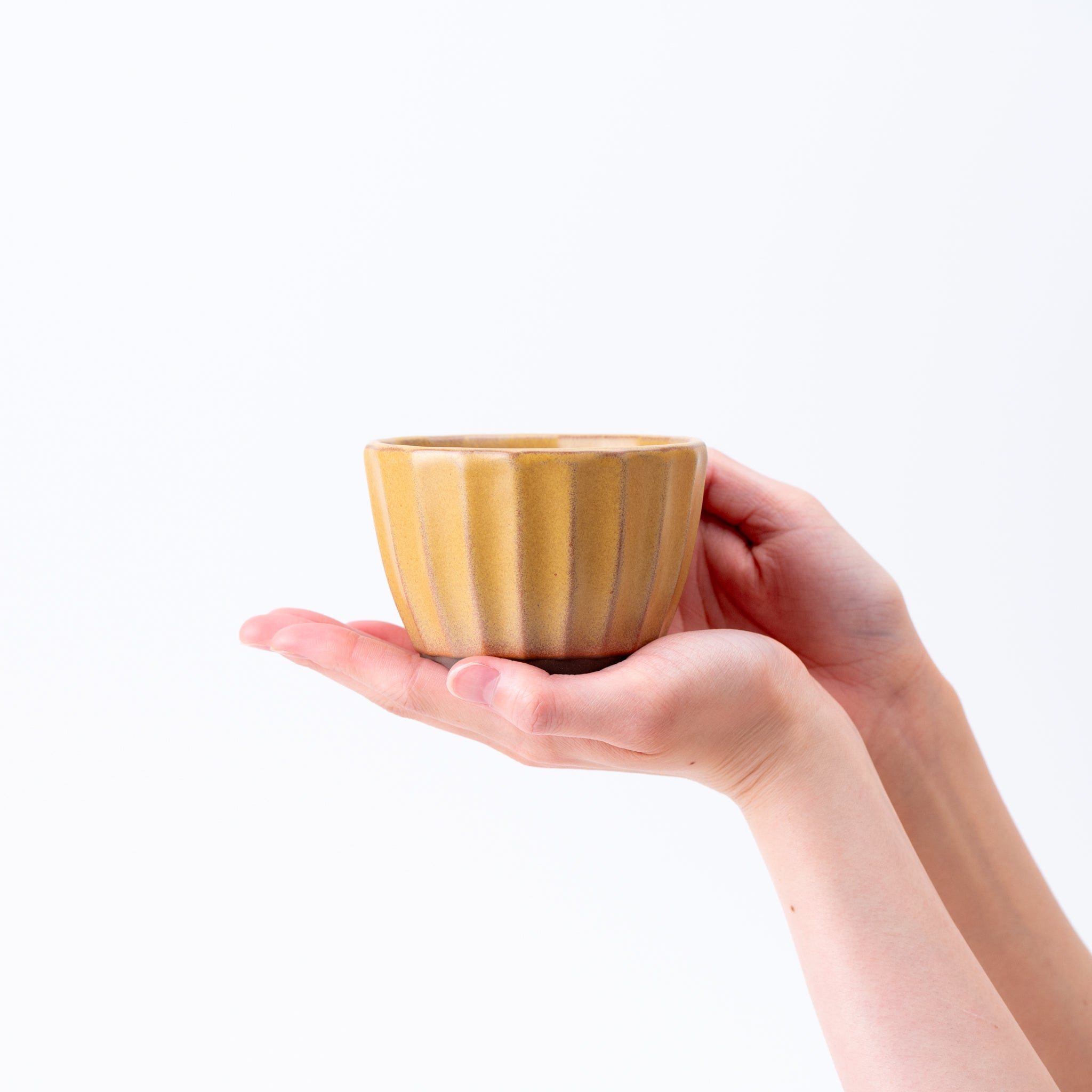 Naginowa Yellow Flower BANKO Ware Japanese Bonsai Pot 3.9 in.