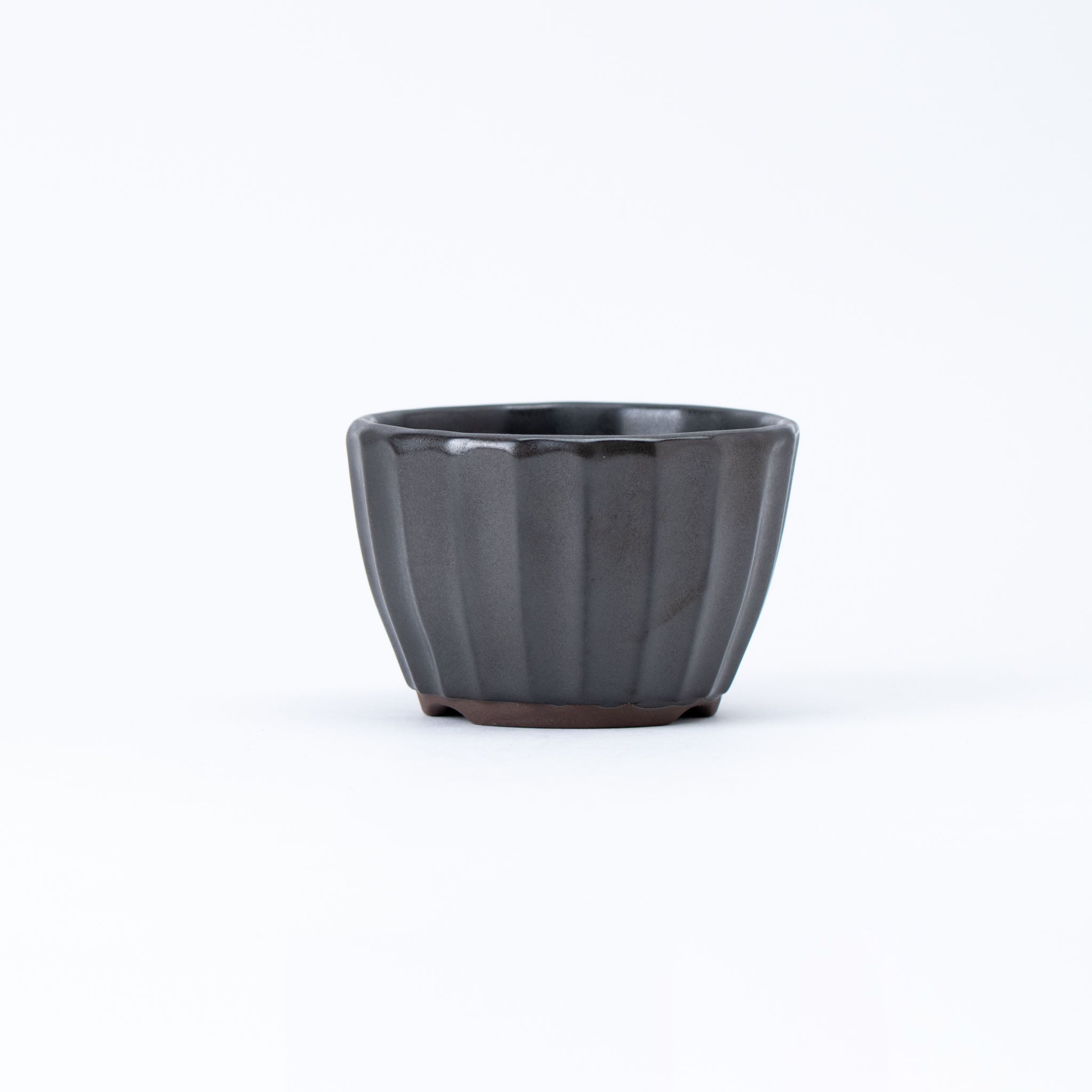 Naginowa Black Flower BANKO Ware Japanese Bonsai Pot 3.9 in.
