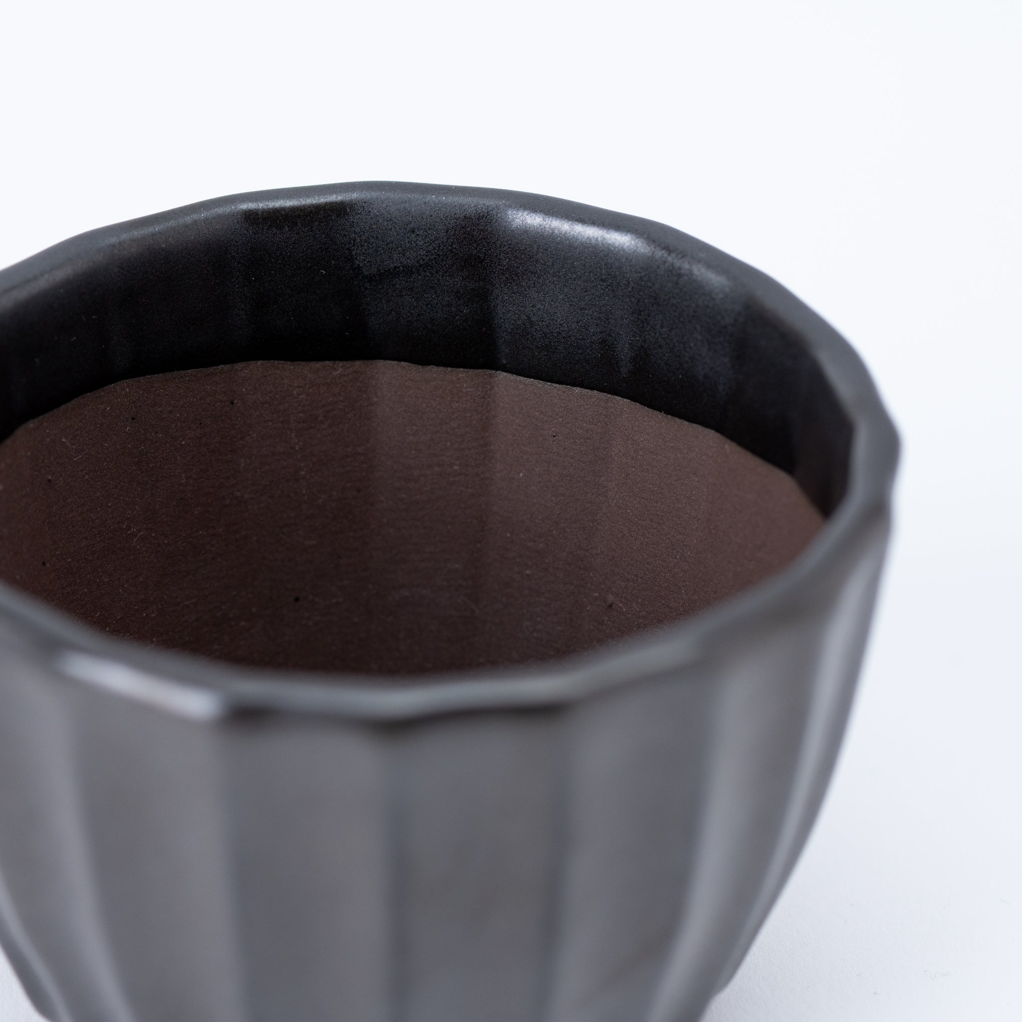 Naginowa Black Flower BANKO Ware Japanese Bonsai Pot 3.9 in.