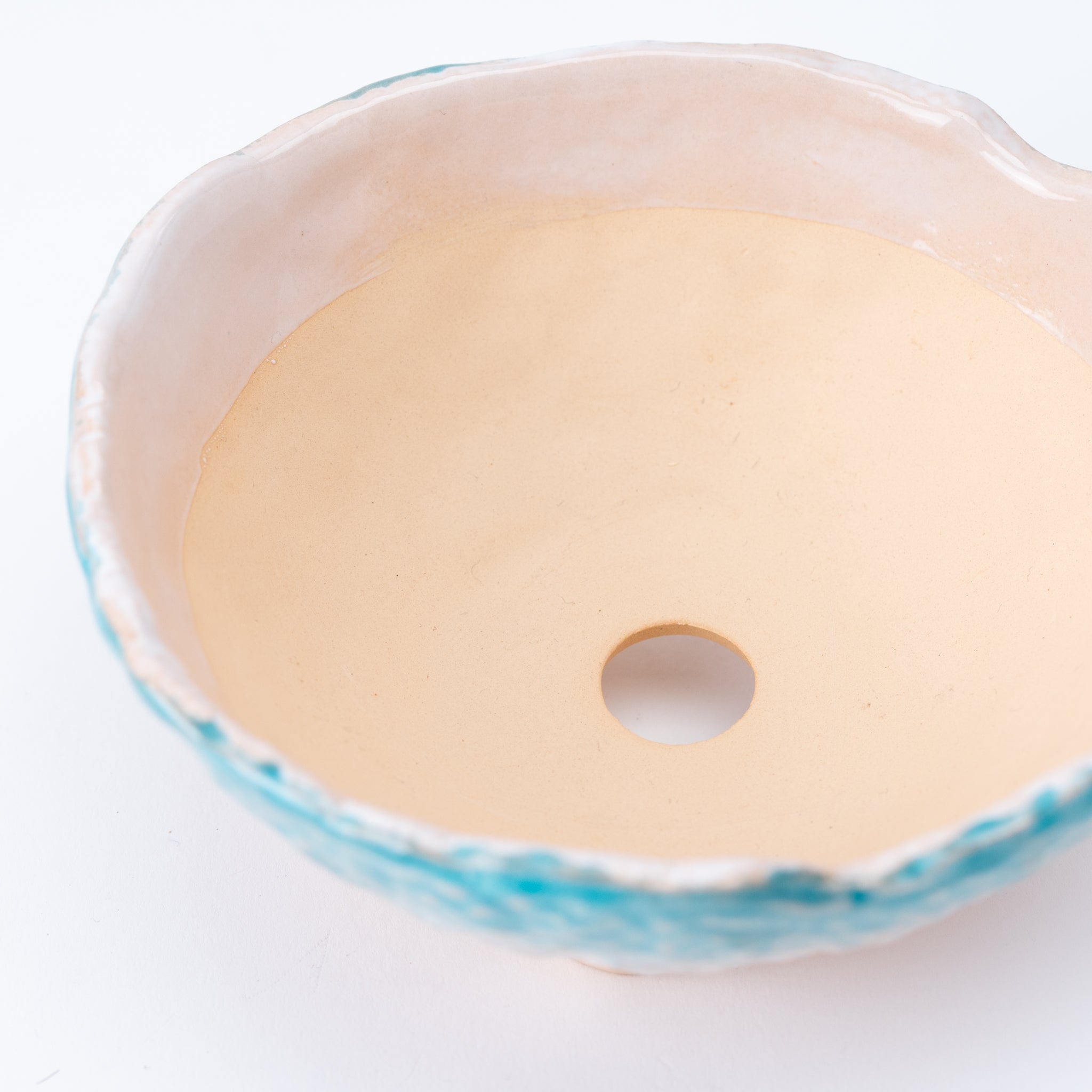 Naginowa Sea Blue 3 legs BANKO Ware Japanese Bonsai Pot 6.3in.