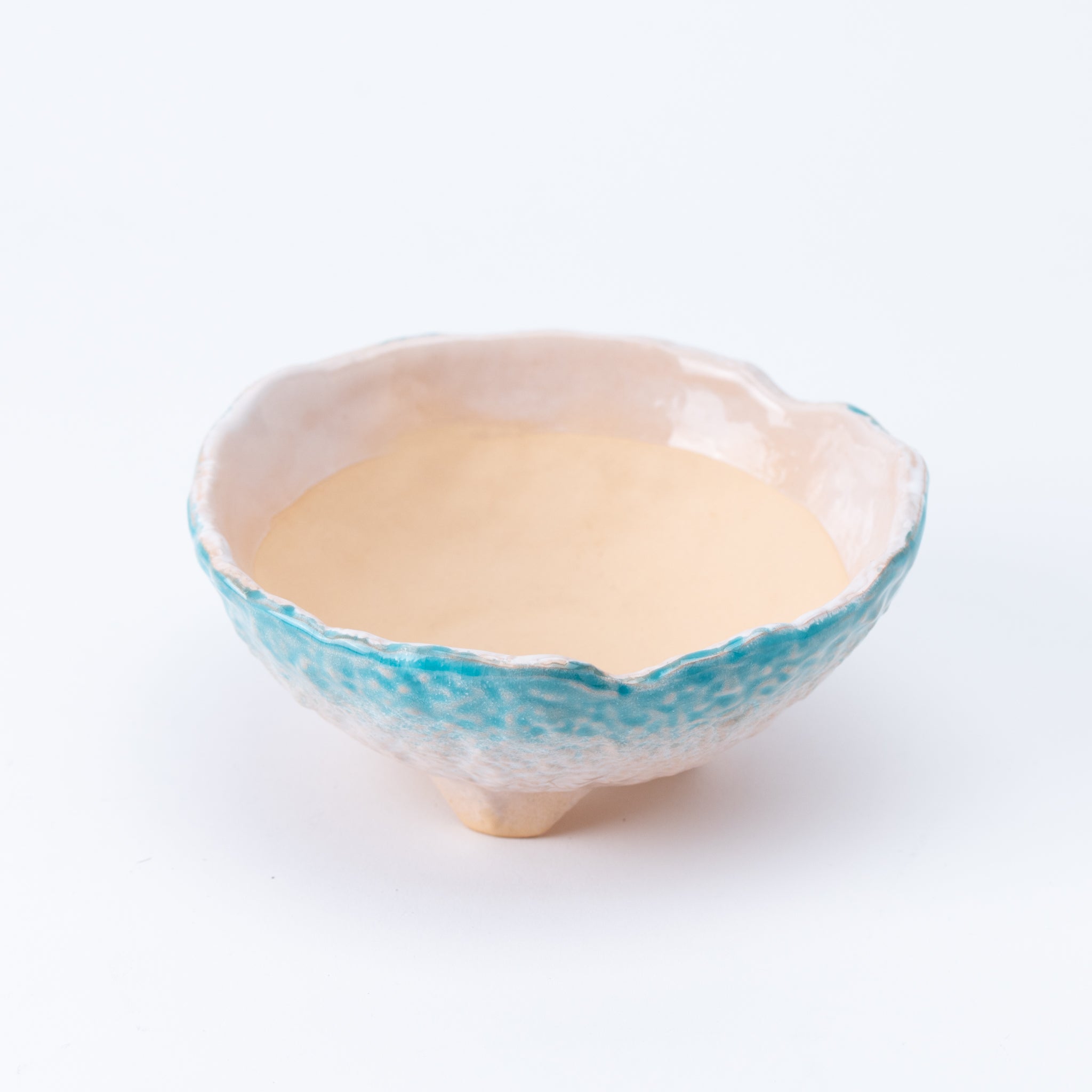 Naginowa Sea Blue 3 legs BANKO Ware Japanese Bonsai Pot 6.3in.