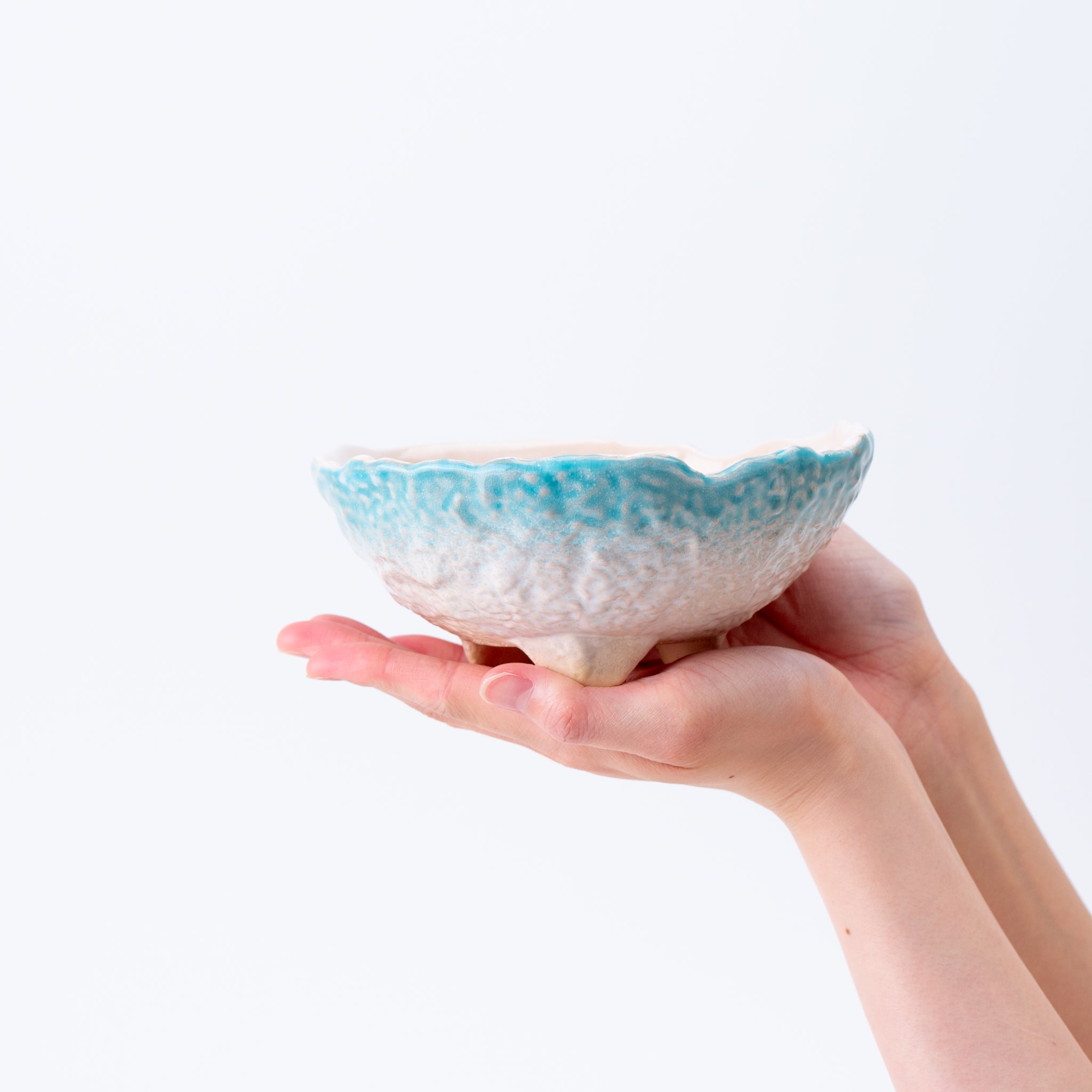 Naginowa Sea Blue 3 legs BANKO Ware Japanese Bonsai Pot 6.3in.