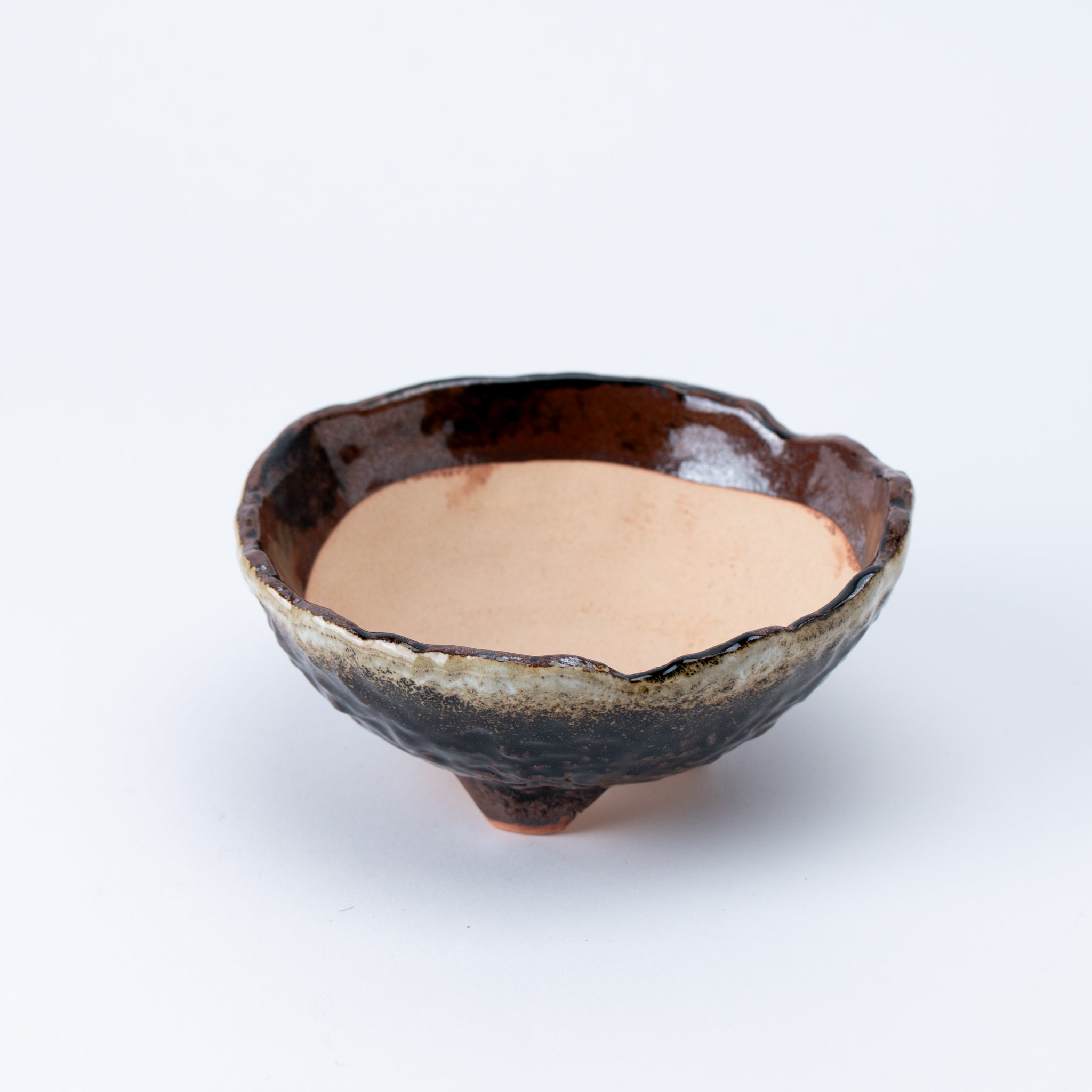 Naginowa Black Two-layer 3 legs BANKO Ware Japanese Bonsai Pot 6.3in.