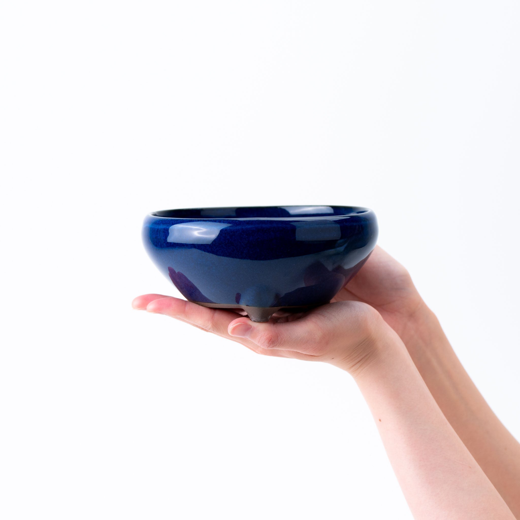 Naginowa Namako Navy BANKO Ware Japanese Bonsai Pot Set of 3