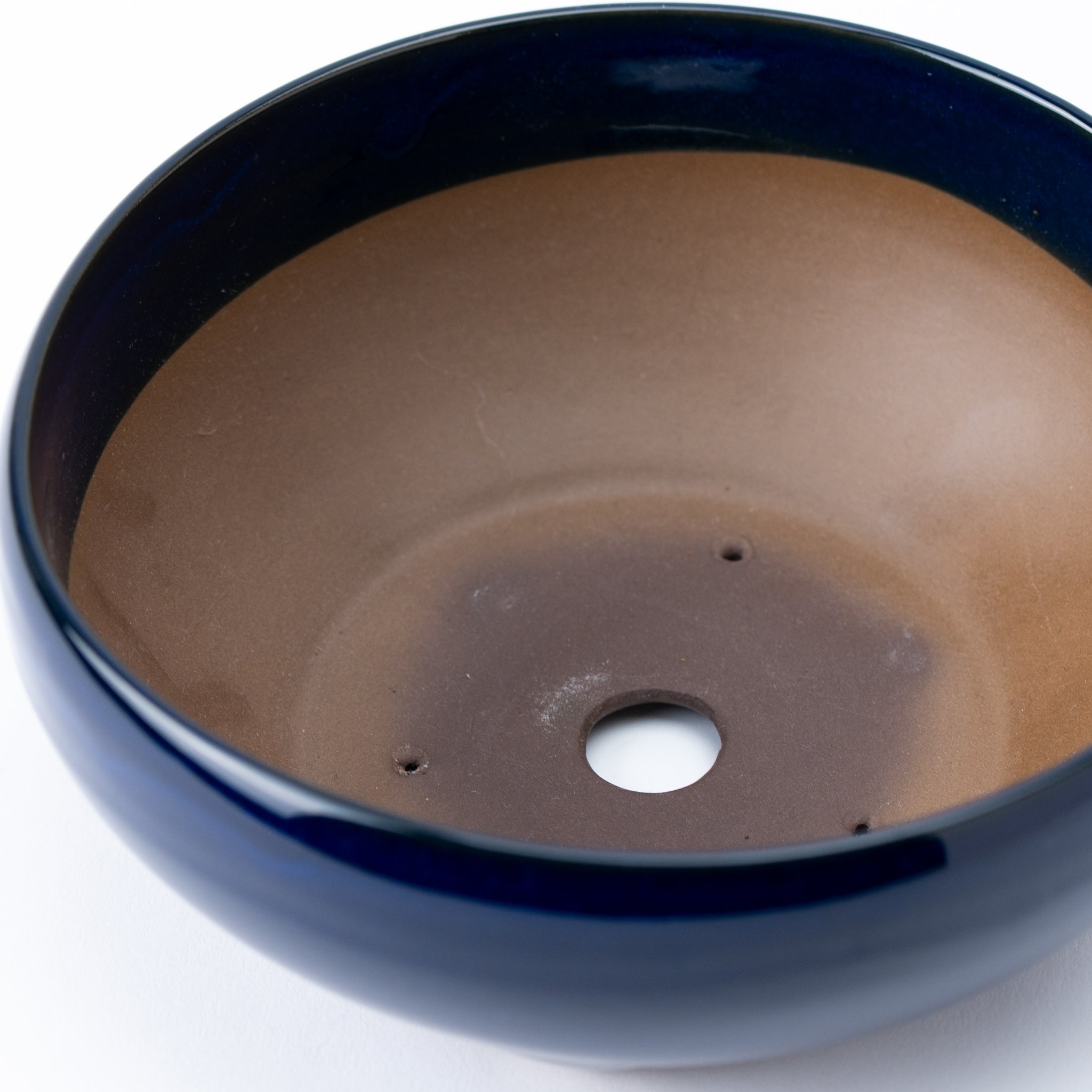 Naginowa Namako Navy Circle BANKO Ware Japanese Bonsai Pot Set of 2