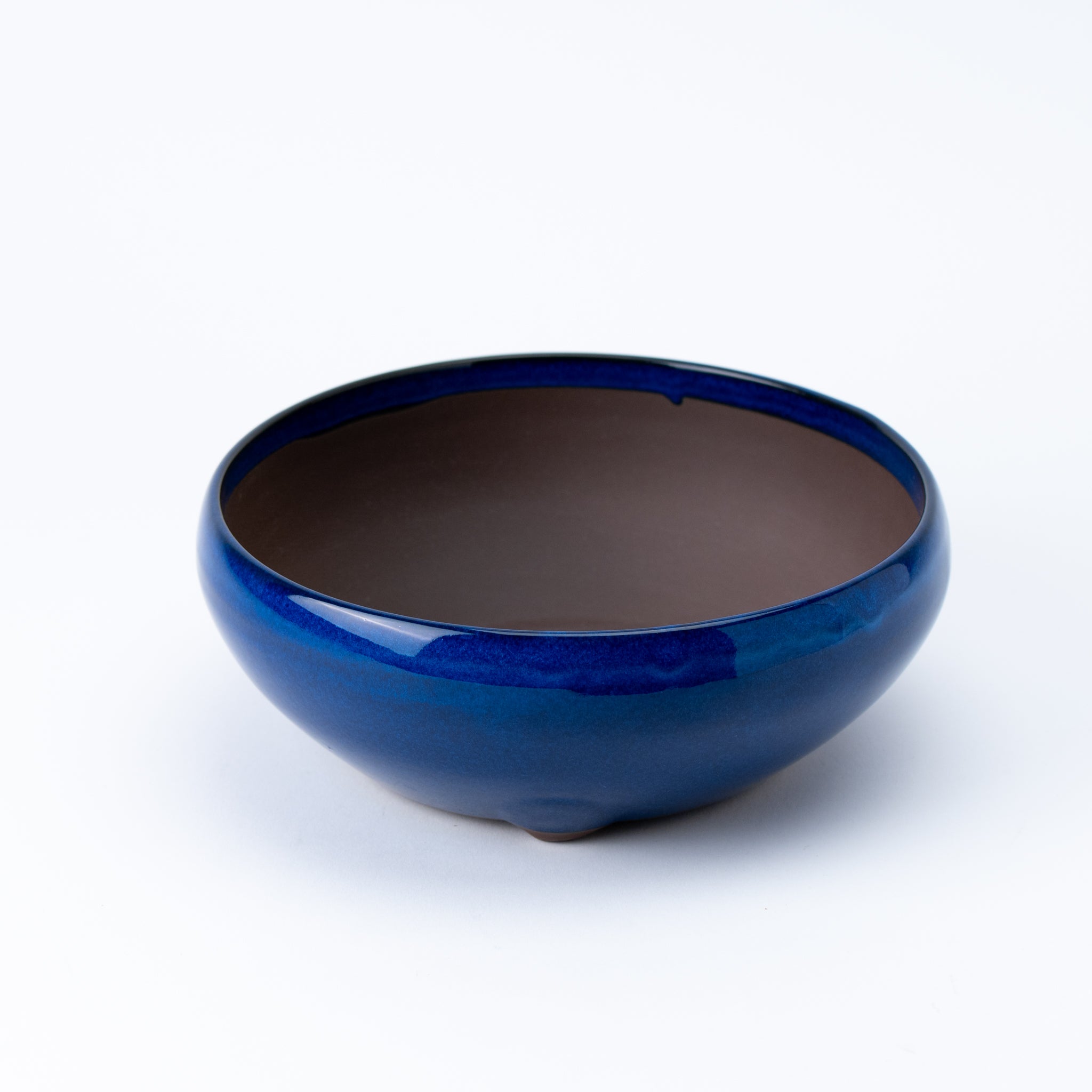 Naginowa Namako Navy Circle BANKO Ware Japanese Bonsai Pot Set of 2