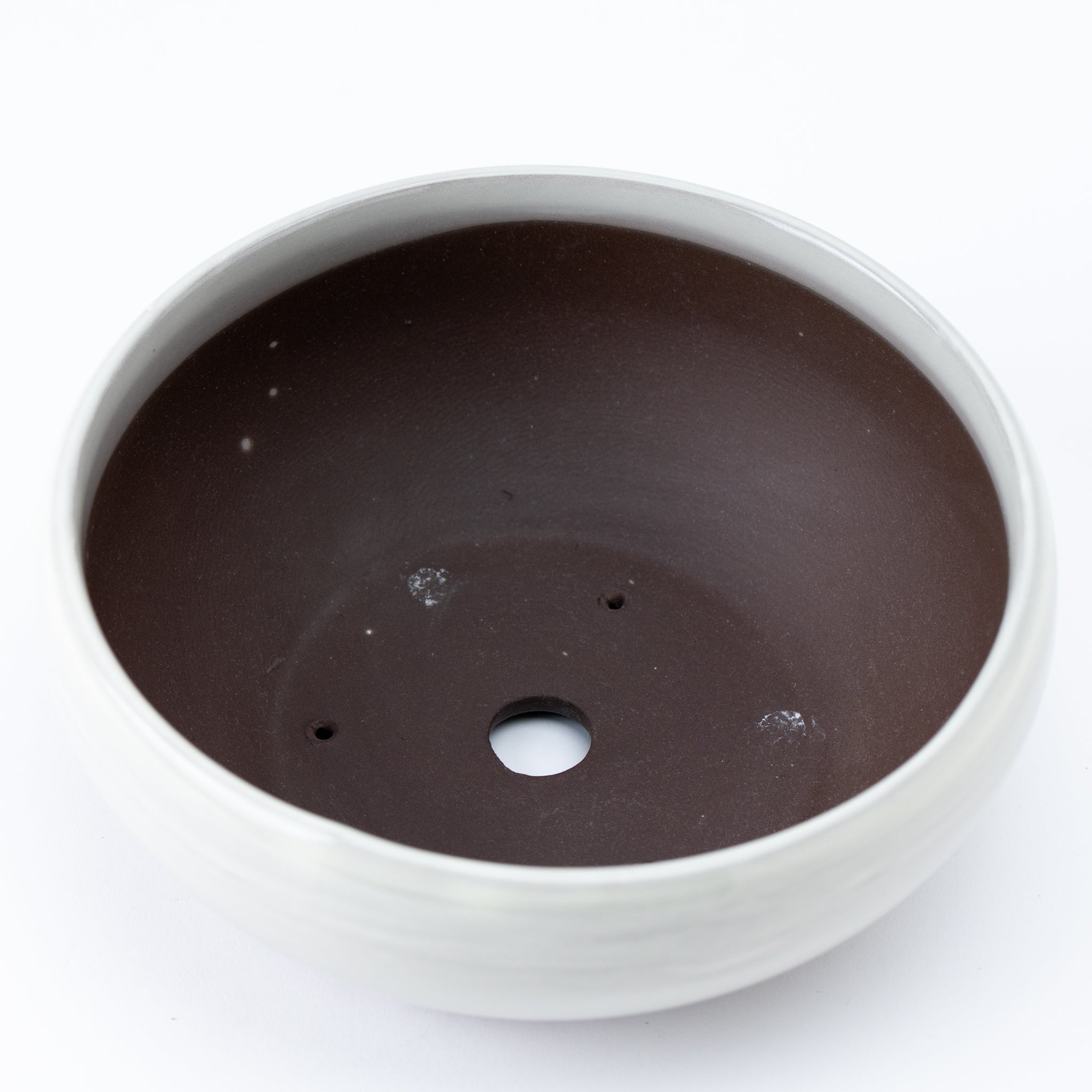 Naginowa Cream Circle BANKO Ware Japanese Bonsai Pot Set of 2